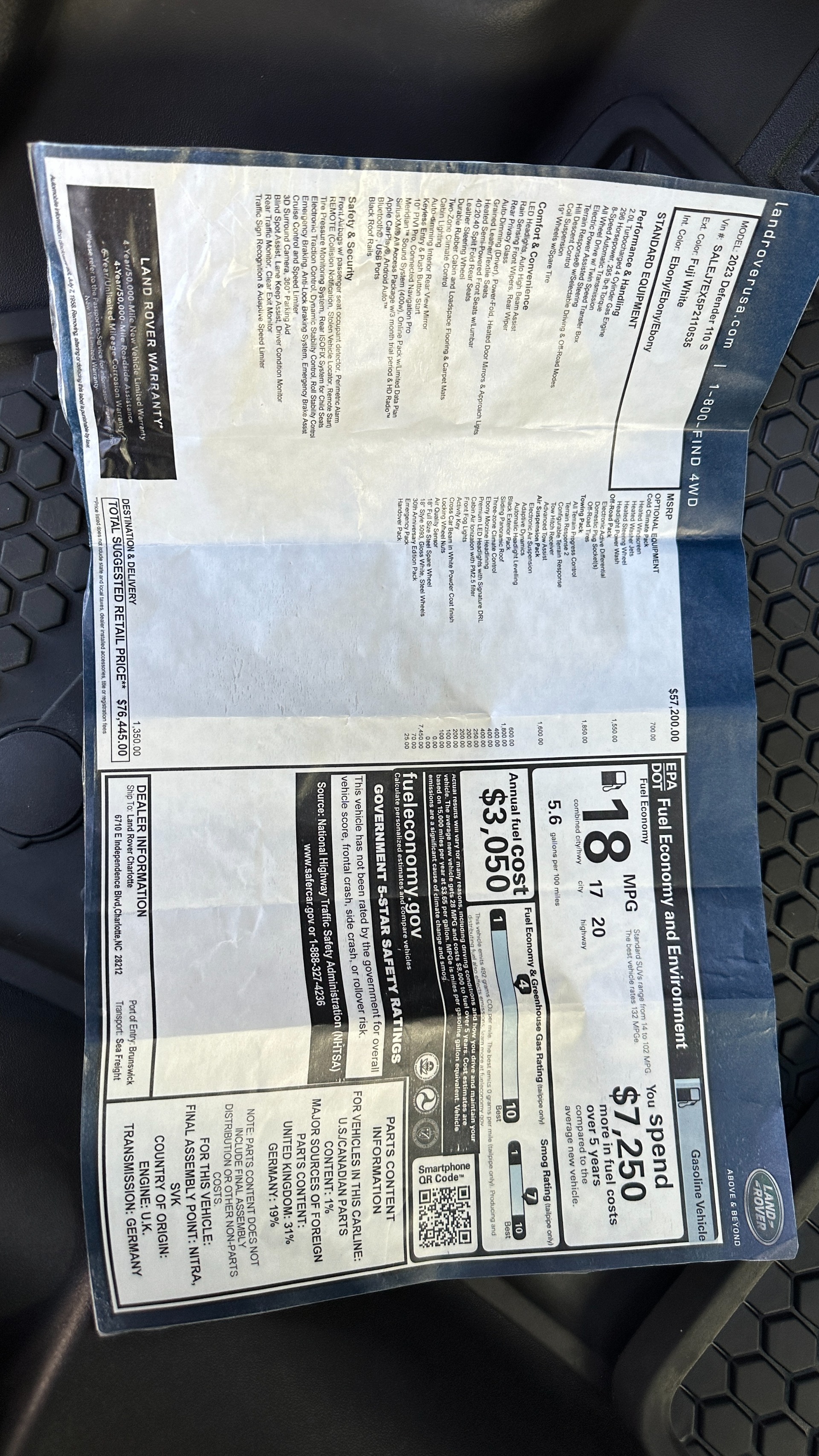 Used 2023 Land Rover Defender S / 30TH ANNIVERSARY EDITION / AIR SUSPENSION / TOWING / OFFROAD PACKAGE for sale Sold at Formula Imports in Charlotte NC 28227 55