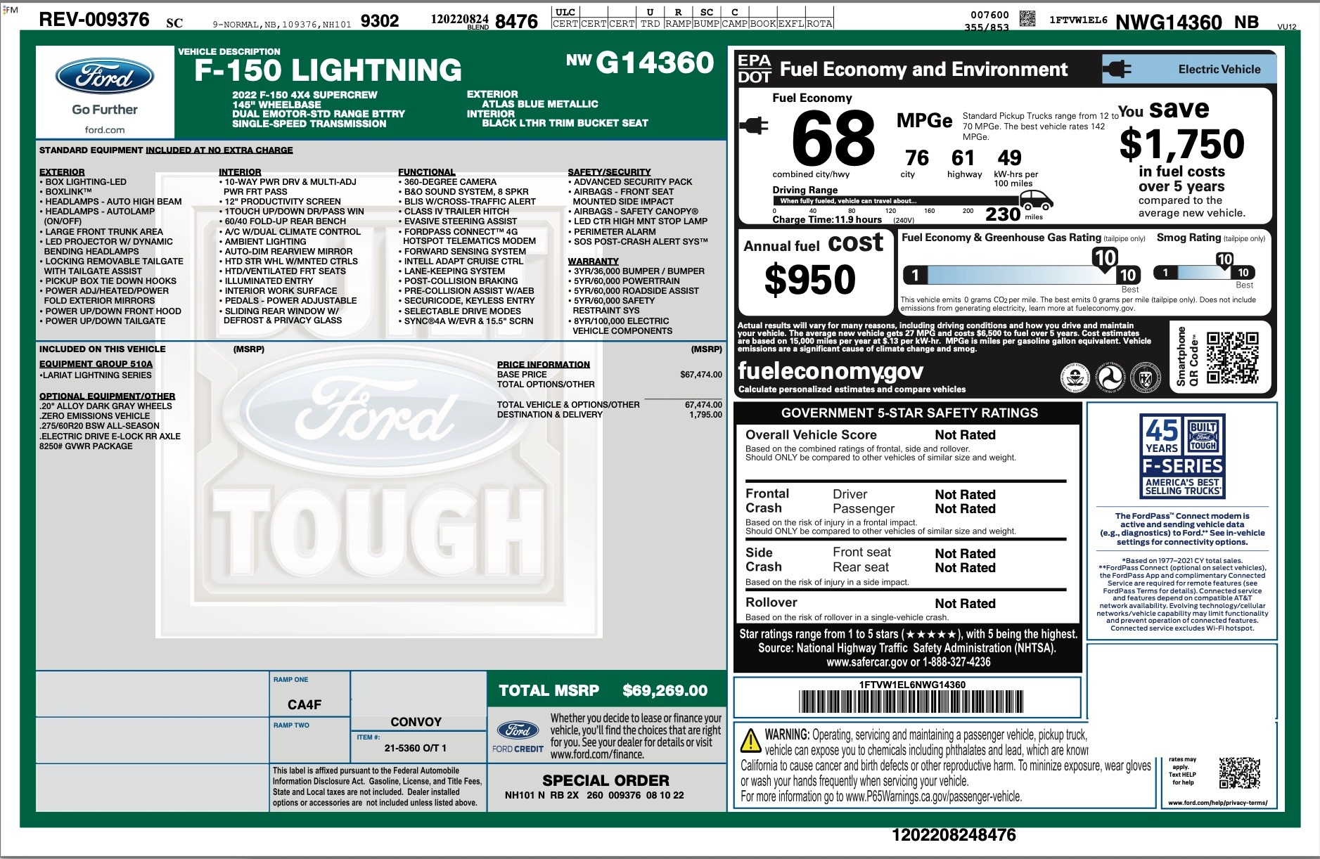 Used 2022 Ford F-150 Lightning LARIAT for sale $83,500 at Formula Imports in Charlotte NC 28227 8