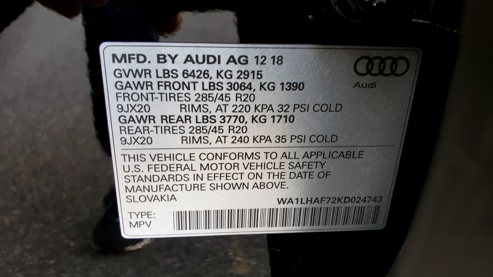 Used 2019 Audi Q7 PREMIUM PLUS / NAV / PANO-ROOF / 3-ROW / REARVIEW for sale Sold at Formula Imports in Charlotte NC 28227 88