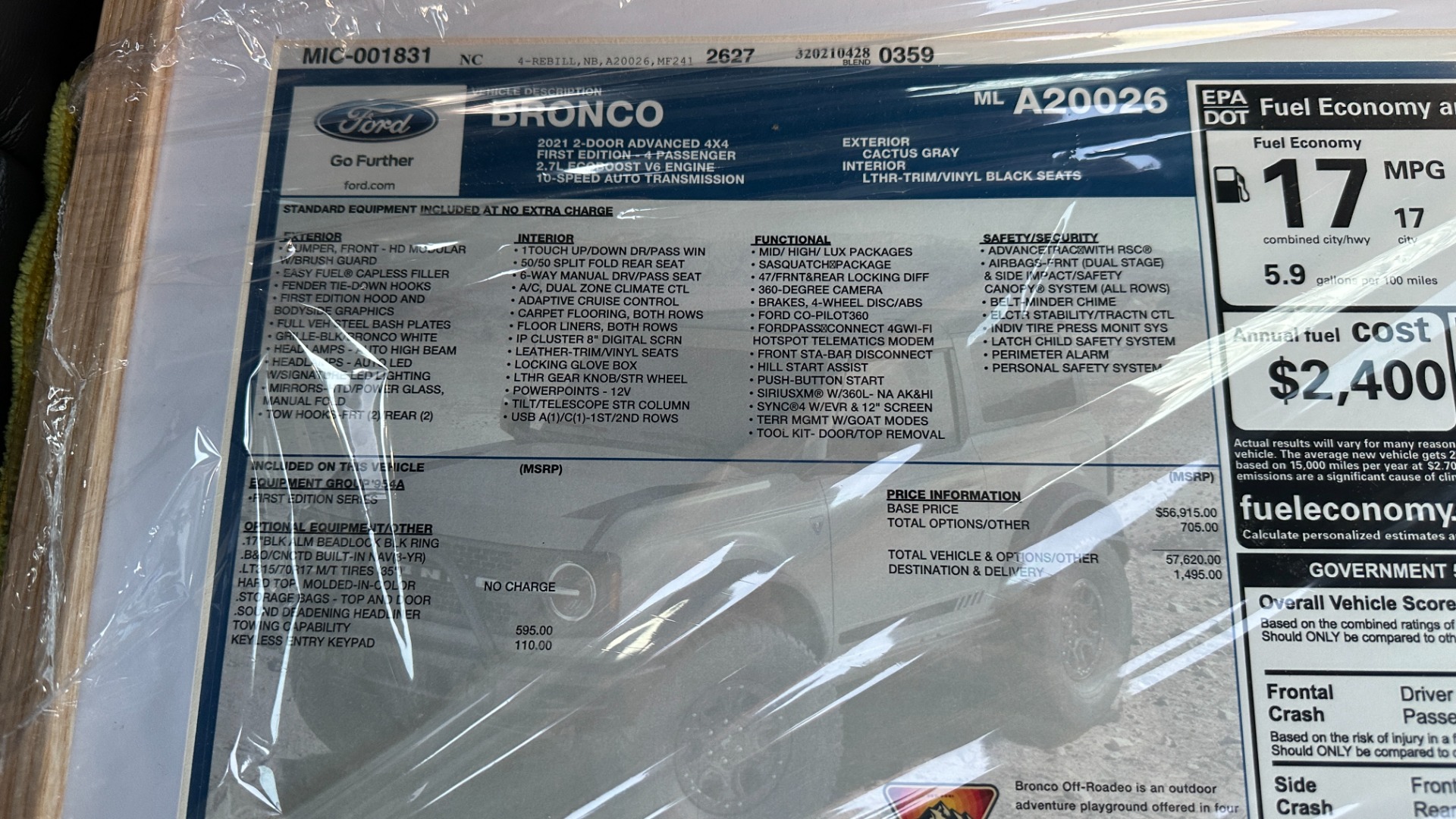 Used 2021 Ford Bronco FIREST EDITION S/N 26 / LEATHER / SASQUATCH / BULLBAR / HARD TOP for sale $76,000 at Formula Imports in Charlotte NC 28227 44