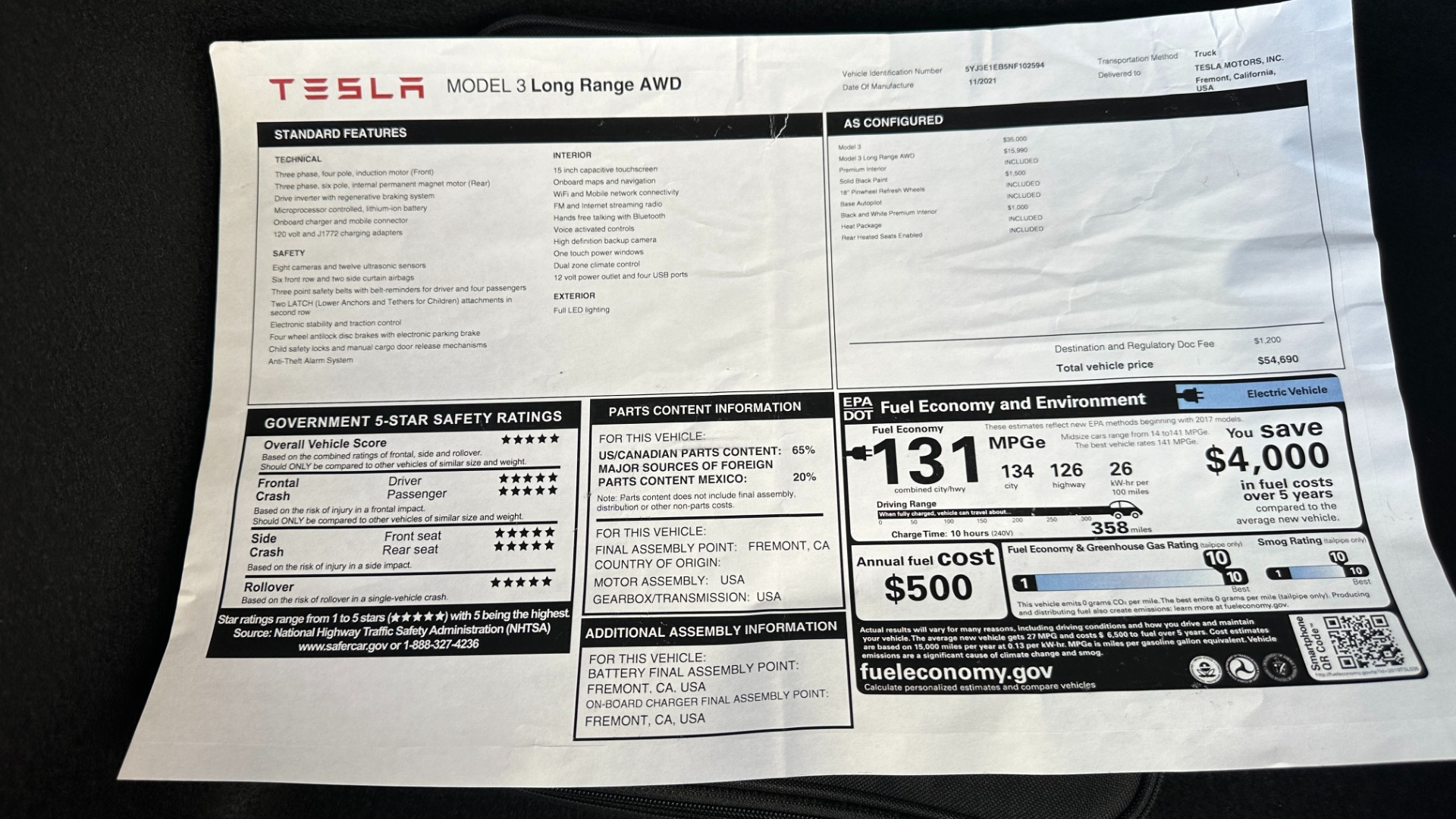 Used 2022 Tesla Model 3 LONG RANGE / AWD / AUTOPILOT / PREMIUM INTERIOR / GLOSS BLACK WHEELS for sale $47,559 at Formula Imports in Charlotte NC 28227 43