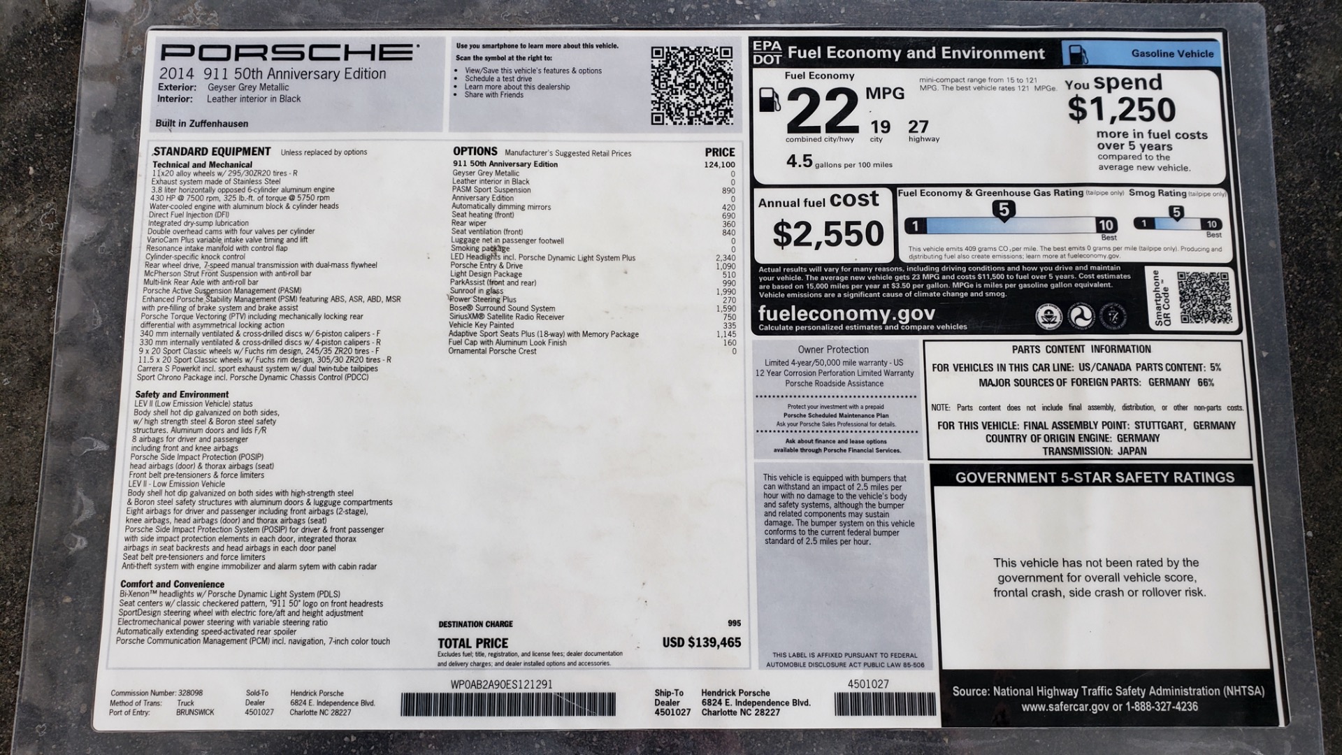 Used 2014 Porsche 911 50TH ANNIVERSARY EDITION / NAV / BOSE / 7-SPEED MANUAL for sale Sold at Formula Imports in Charlotte NC 28227 98