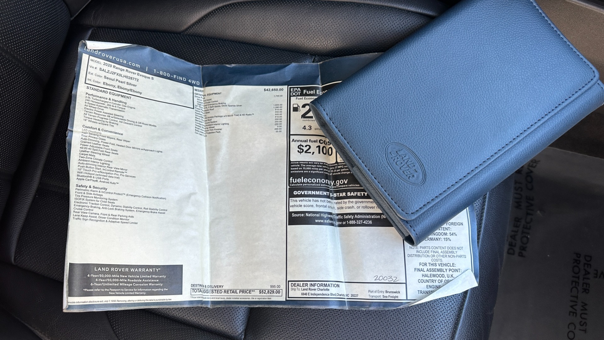 Used 2020 Land Rover Range Rover Evoque S / DRIVE PACK / PANORAMIC ROOF / 20IN WHEELS / MERIDIAN SOUND for sale Sold at Formula Imports in Charlotte NC 28227 47