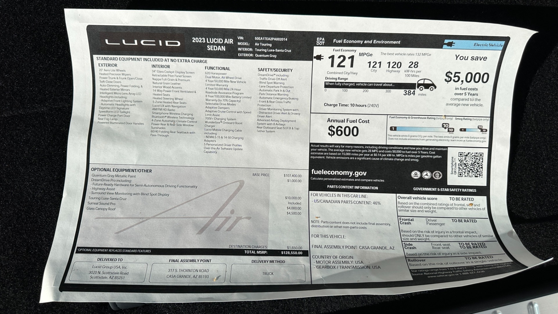 Used 2023 Lucid Air TOURING / DREAM DRIVE PRO / HIGHWAY ASSIST / SURREAL SOUND / GLASS CANOP for sale Sold at Formula Imports in Charlotte NC 28227 65