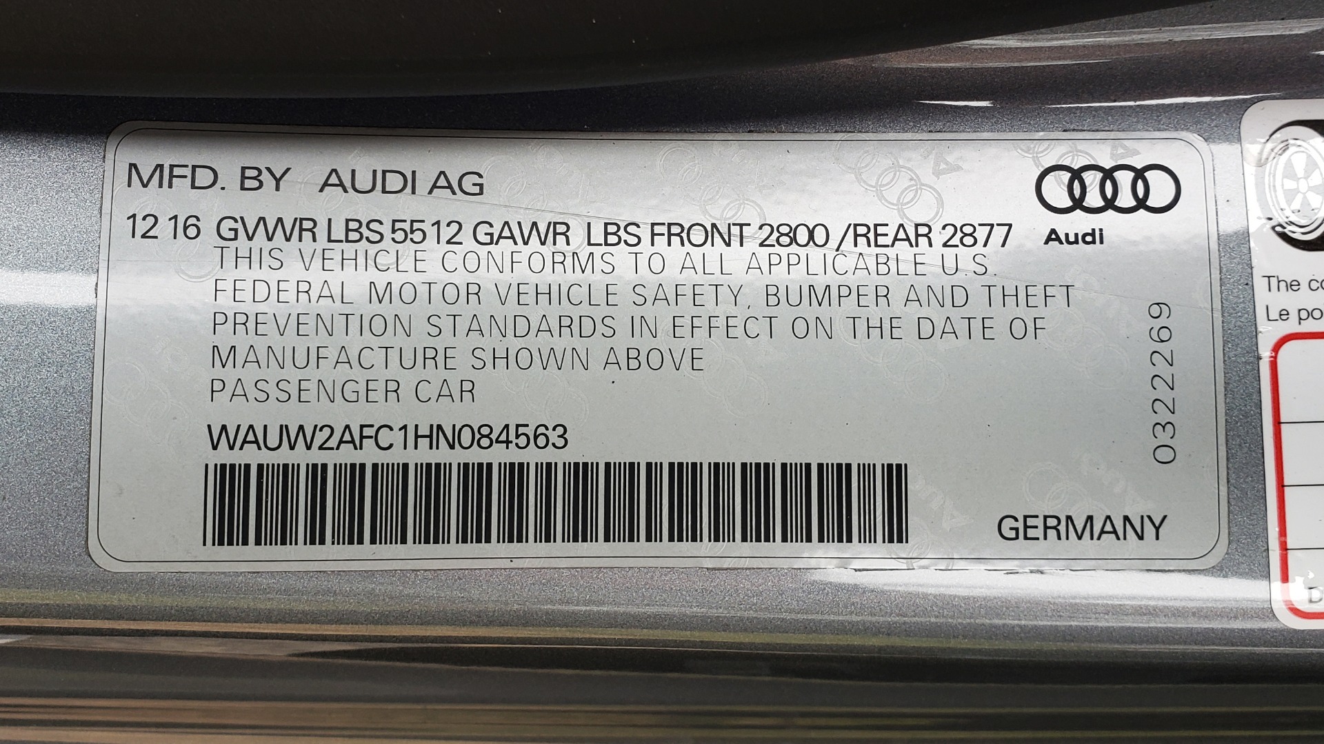Used 2017 Audi A7 PREMIUM PLUS / NAV / ADAPT CUISE / DRVR ASST / BOSE / REARVIEW for sale Sold at Formula Imports in Charlotte NC 28227 96