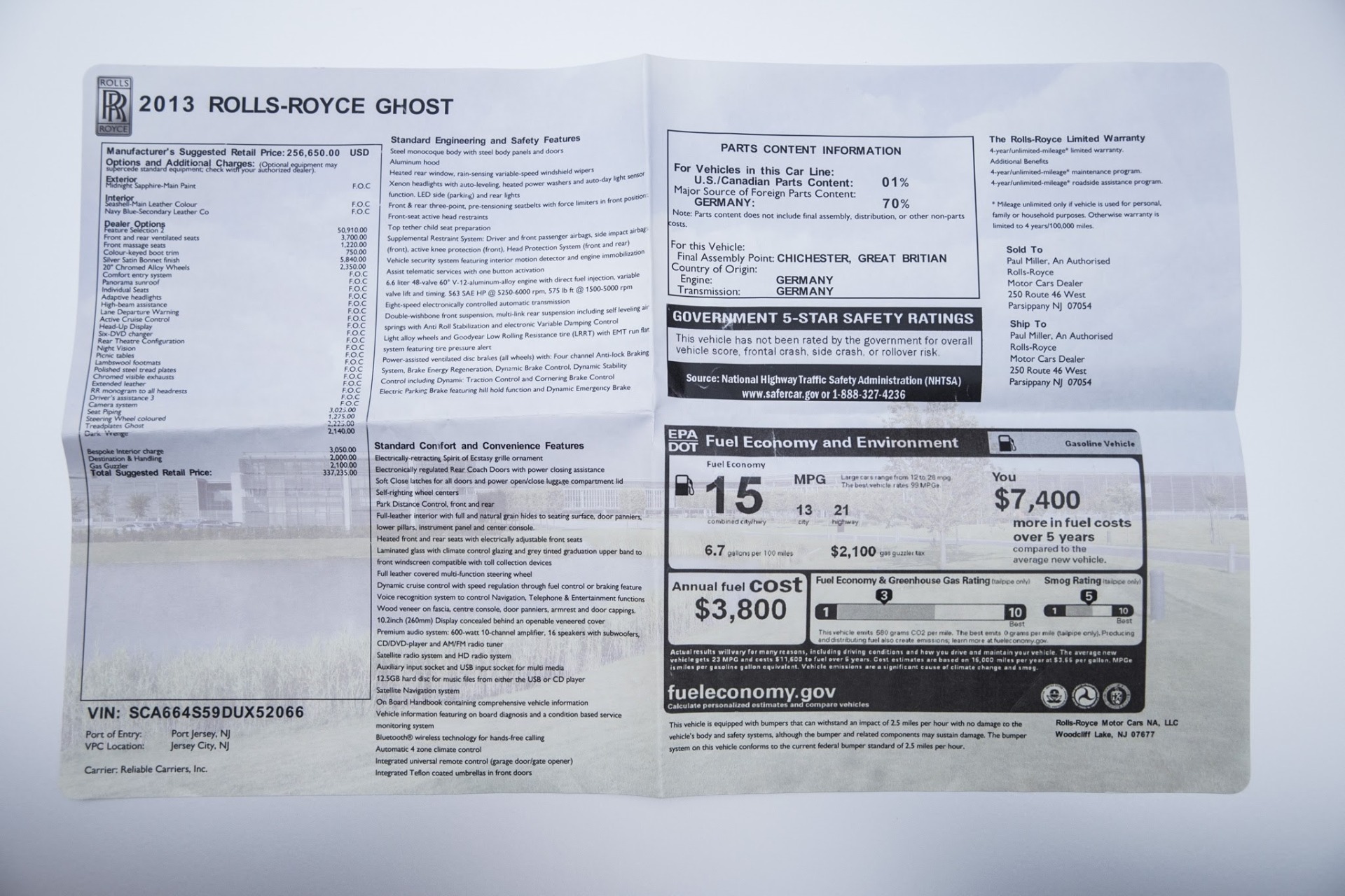 Used 2013 Rolls-Royce GHOST FTR SLCT 2/ NAV/ PANO-ROOF/ LN DEPART/ NIGHT VSN/ REARVIEW for sale Sold at Formula Imports in Charlotte NC 28227 98