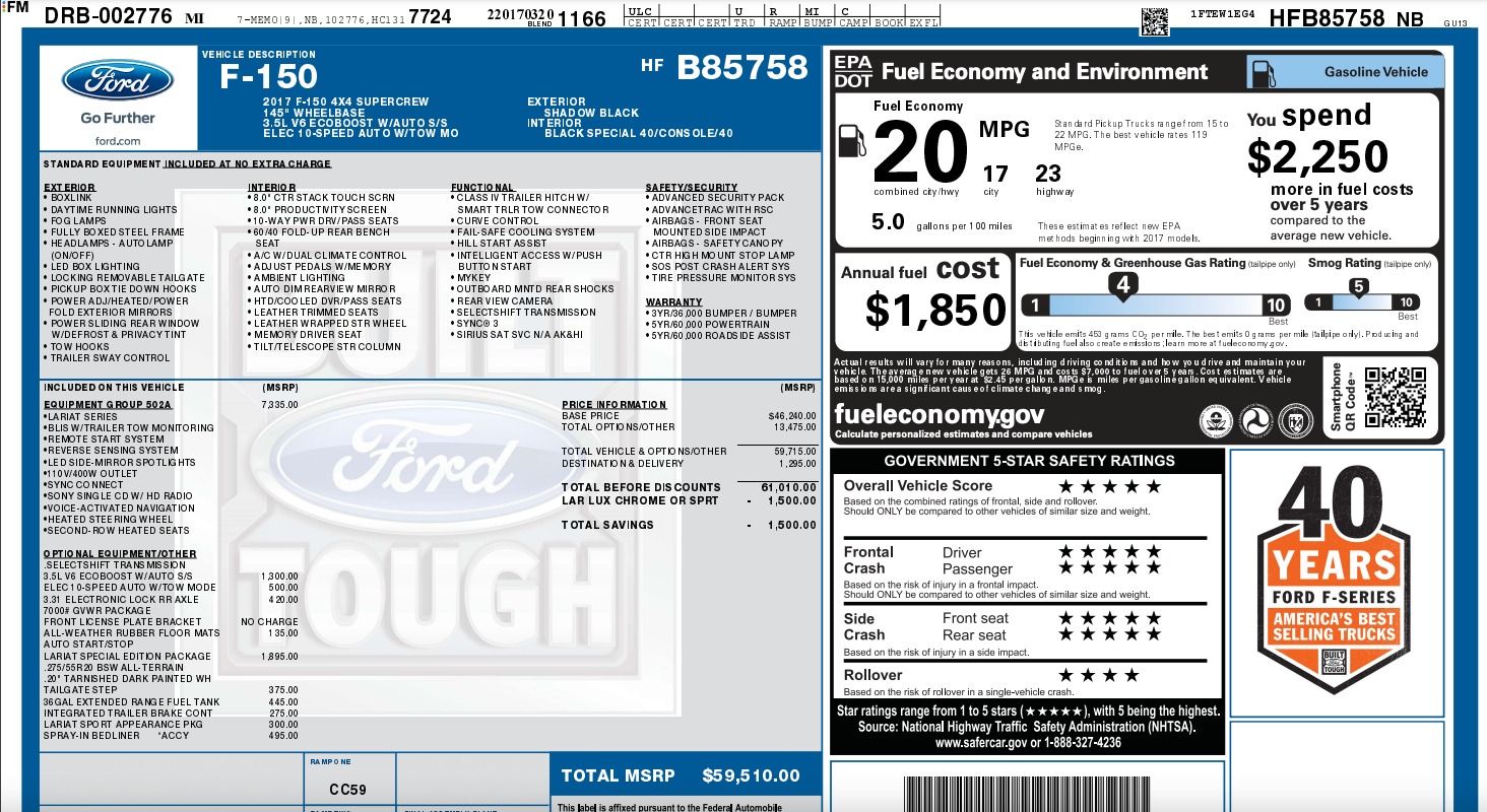 Used 2017 Ford F-150 LARIAT / SPORT EDITION / 4X4 / CREW CAB / UPGRADED WHEELS / BUMPERS / LIGHT for sale Sold at Formula Imports in Charlotte NC 28227 64