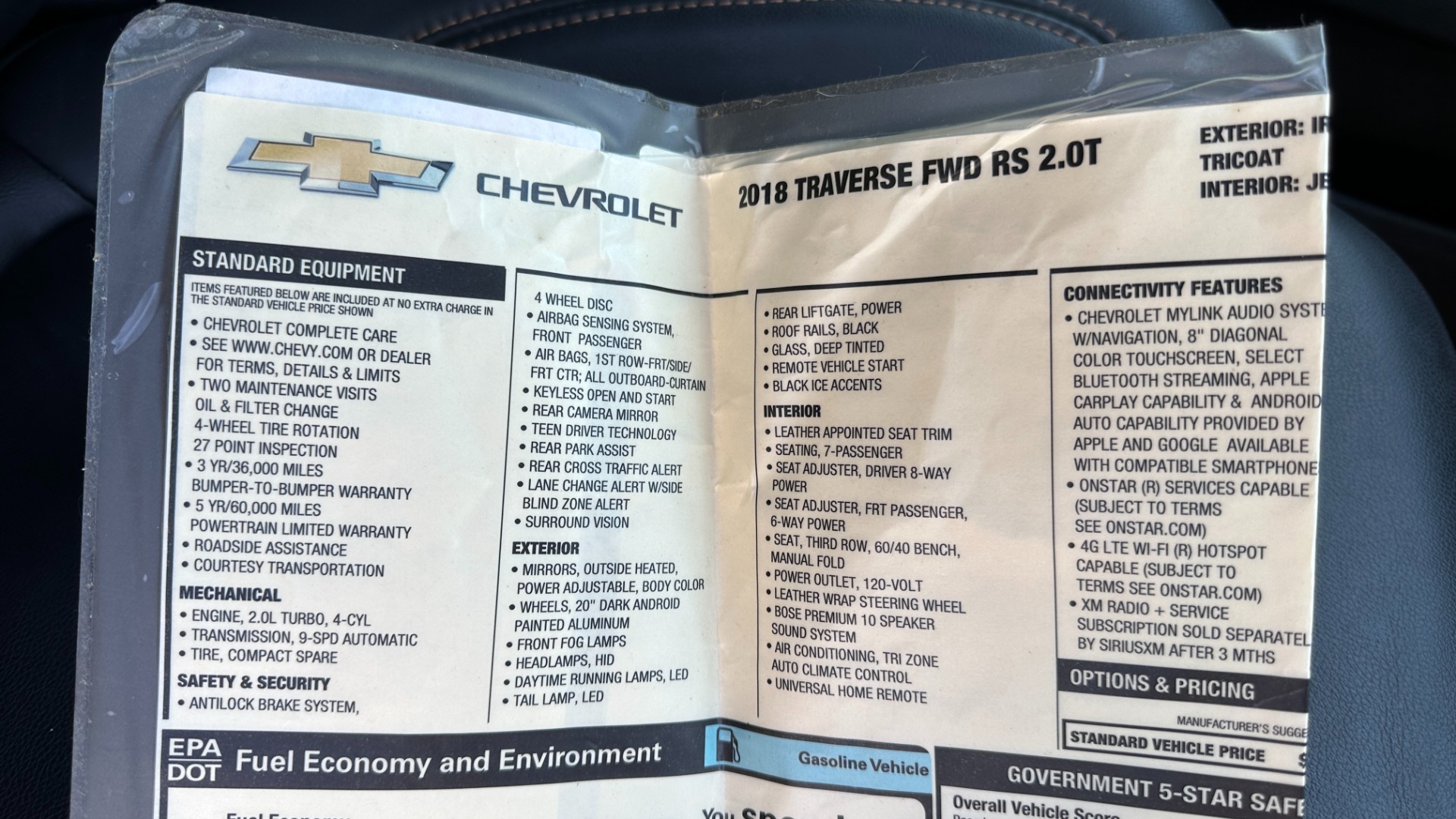 Used 2018 Chevrolet Traverse RS / REAR DVD / 3 ROW SEATING