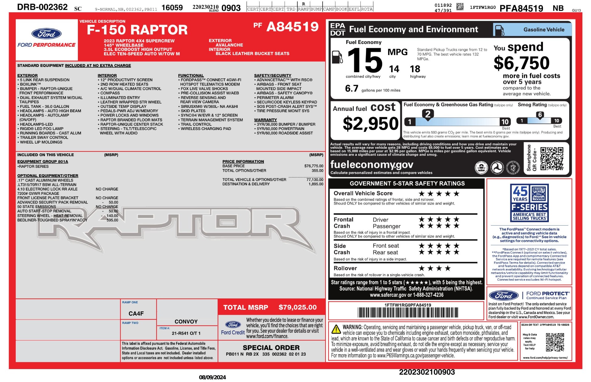 Used 2023 Ford F-150 Raptor 801A EQUIPMENT PKG for sale Sold at Formula Imports in Charlotte NC 28227 65