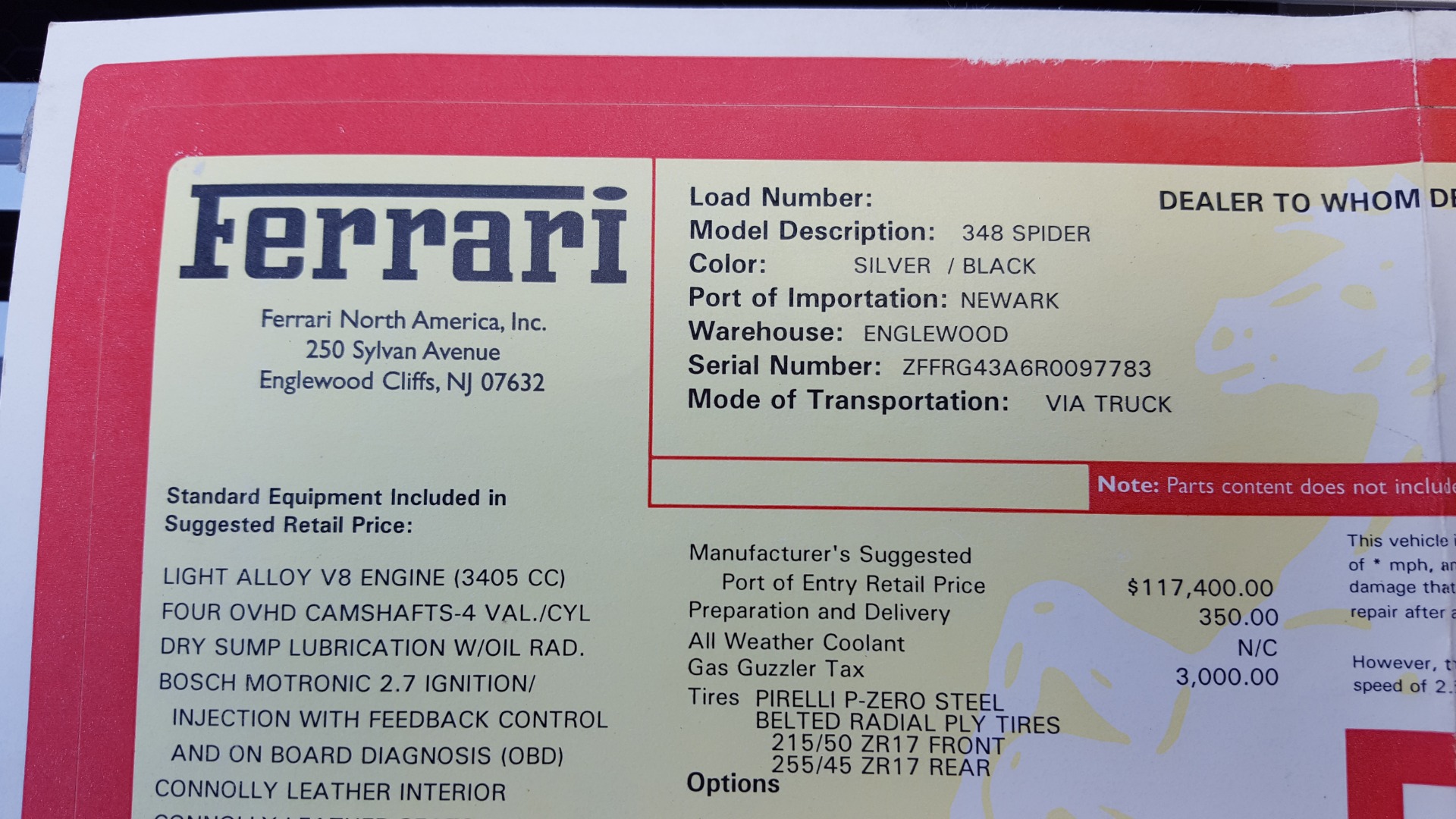 Used 1994 Ferrari 348 SPIDER CONVERTIBLE / GATED 5-SPD MANUAL for sale Sold at Formula Imports in Charlotte NC 28227 92
