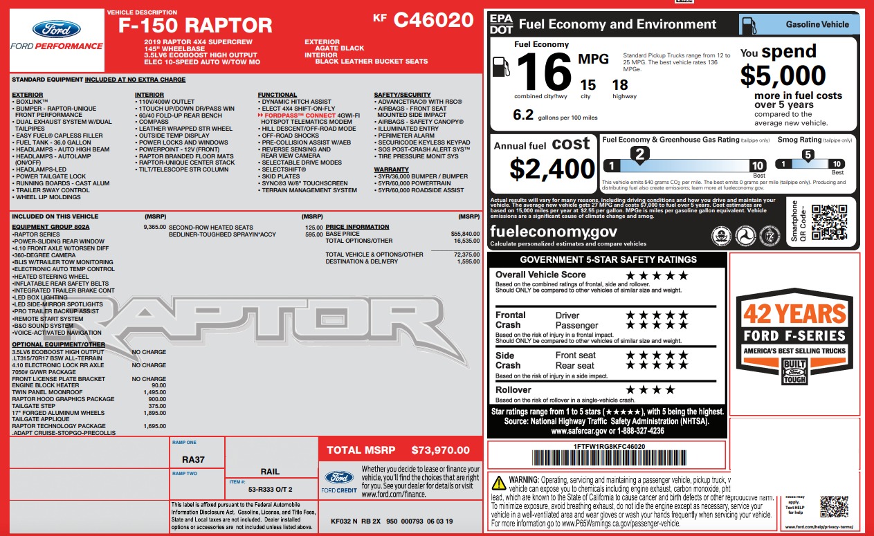 Used 2019 Ford F-150 Raptor for sale $55,495 at Formula Imports in Charlotte NC 28227 58