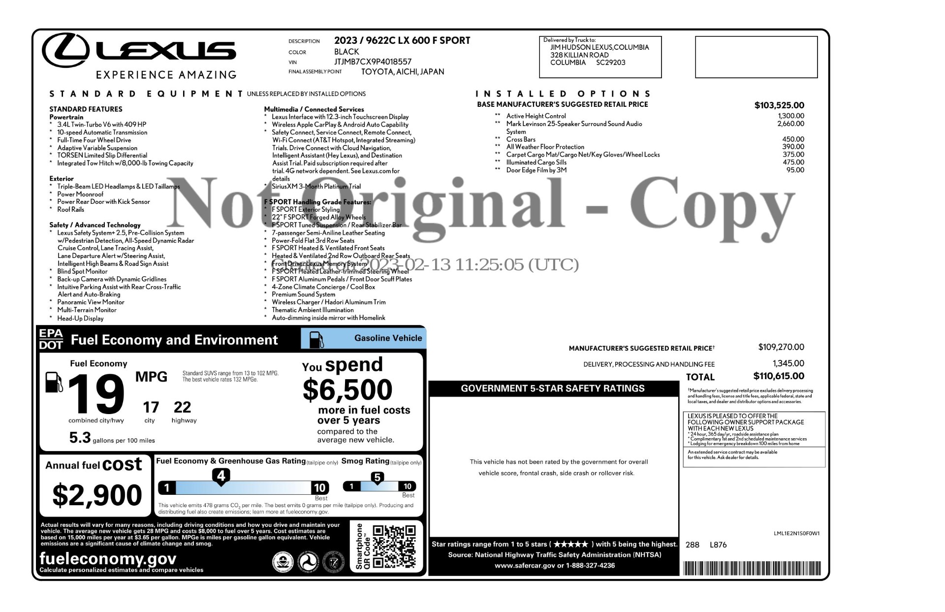Used 2023 Lexus LX LX 600 F SPORT / MARK LEVINSON / HEIGHT CONTROL / CROSS BARS for sale Sold at Formula Imports in Charlotte NC 28227 61