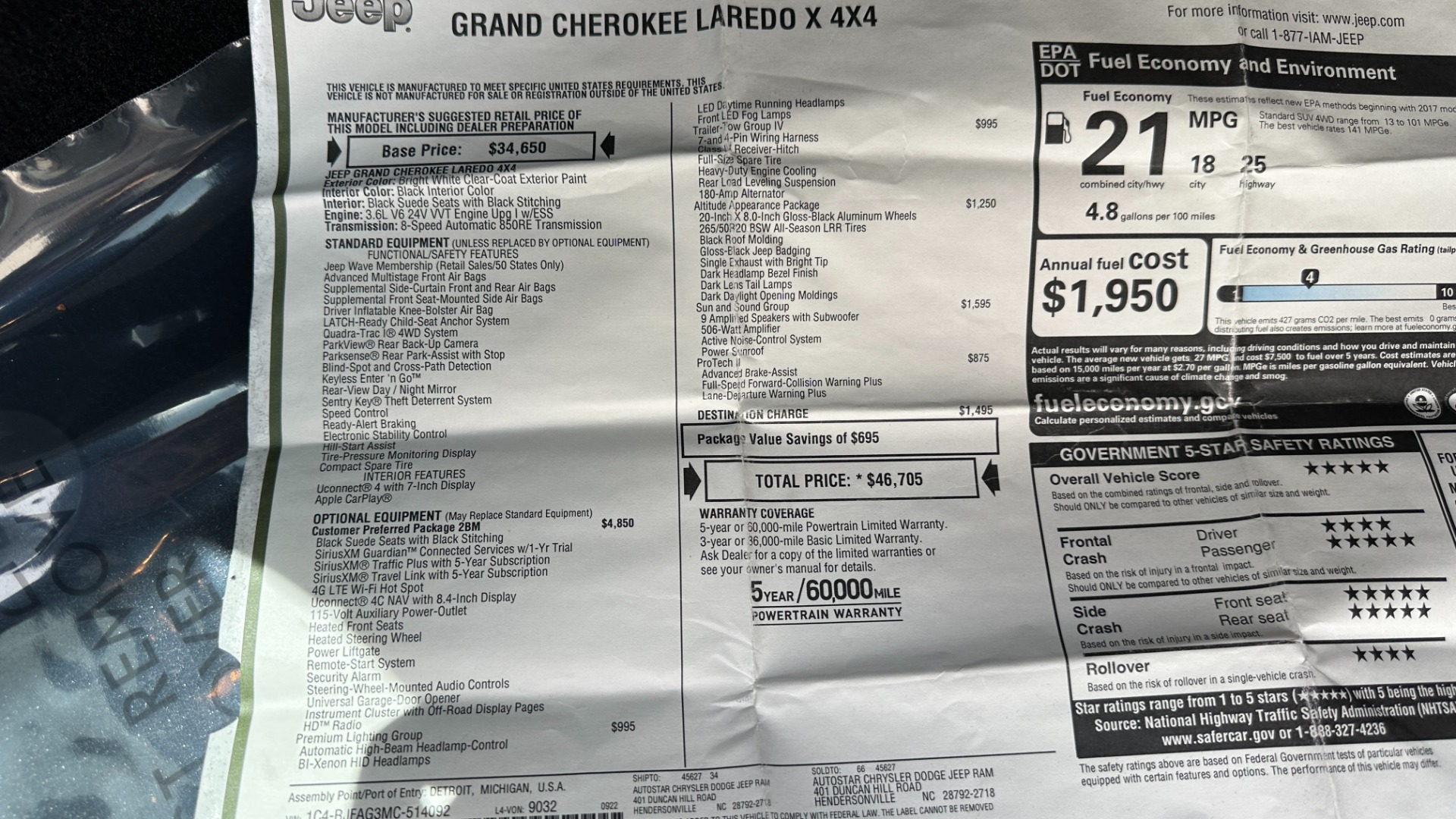 Used 2021 Jeep Grand Cherokee Laredo X for sale $33,995 at Formula Imports in Charlotte NC 28227 54