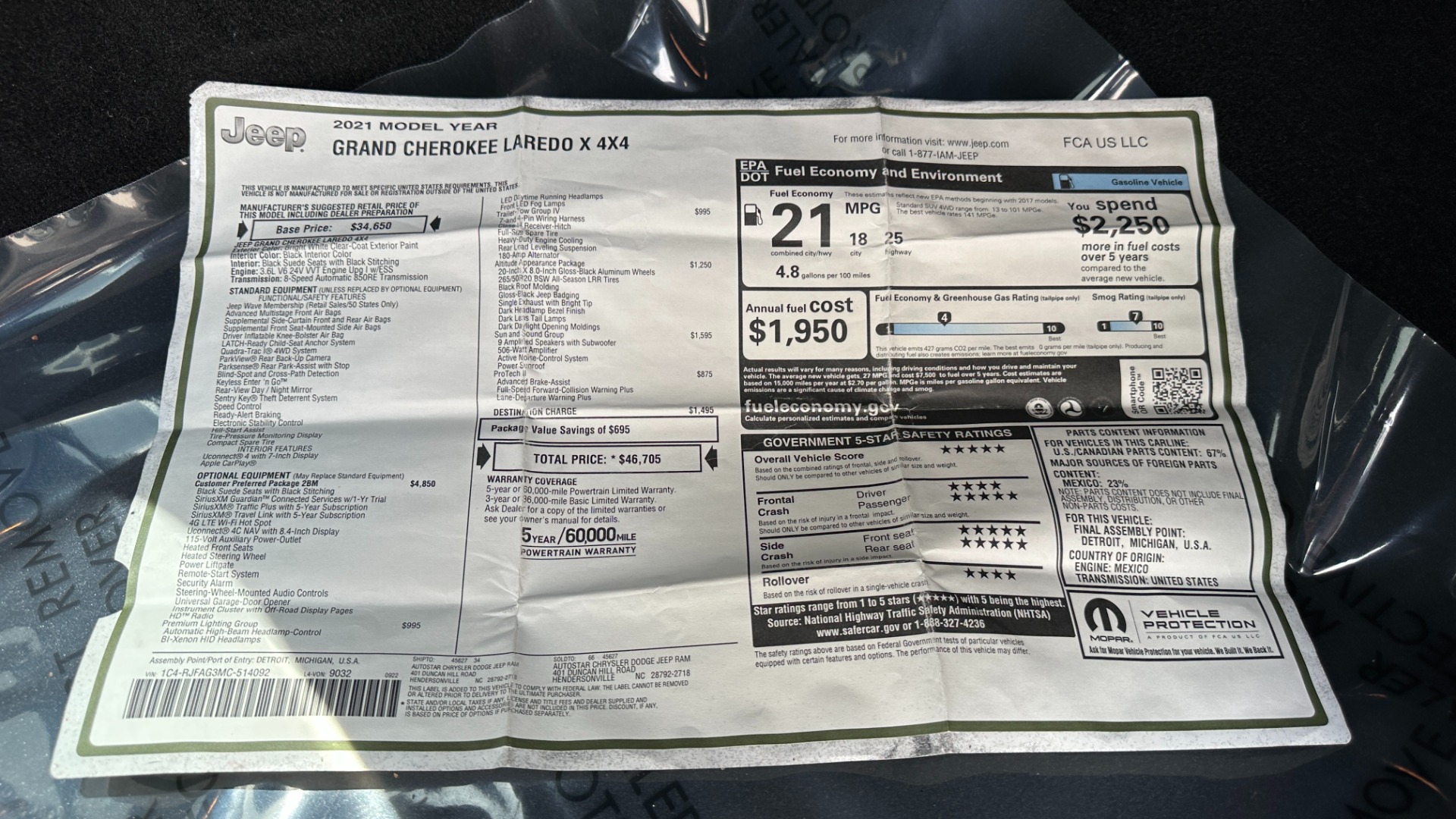 Used 2021 Jeep Grand Cherokee Laredo X PREMIUM LIGHTING / REMOTE START / SIRIUSXM for sale Sold at Formula Imports in Charlotte NC 28227 55