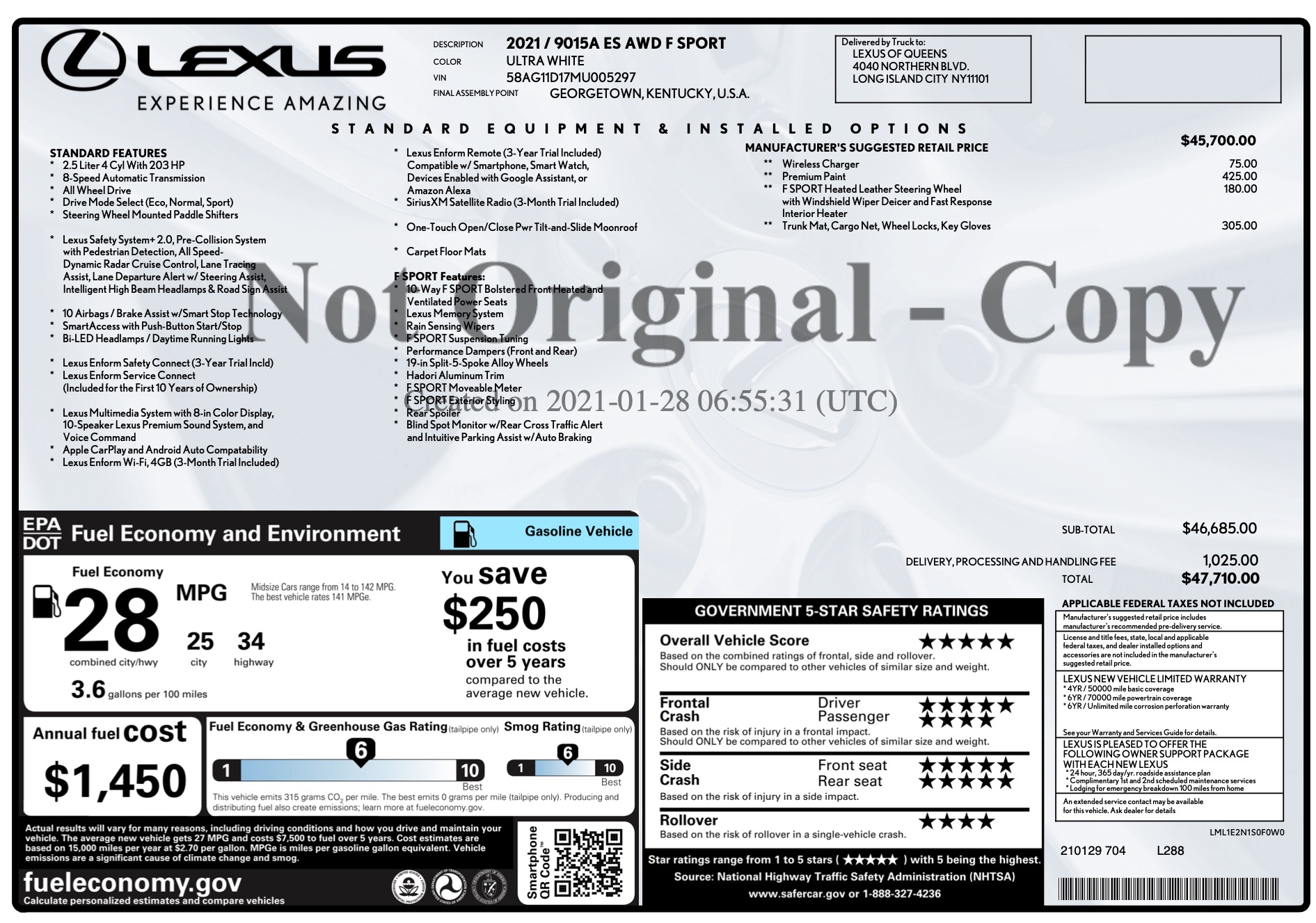 Used 2021 Lexus ES ES 250 F SPORT for sale $35,995 at Formula Imports in Charlotte NC 28227 59