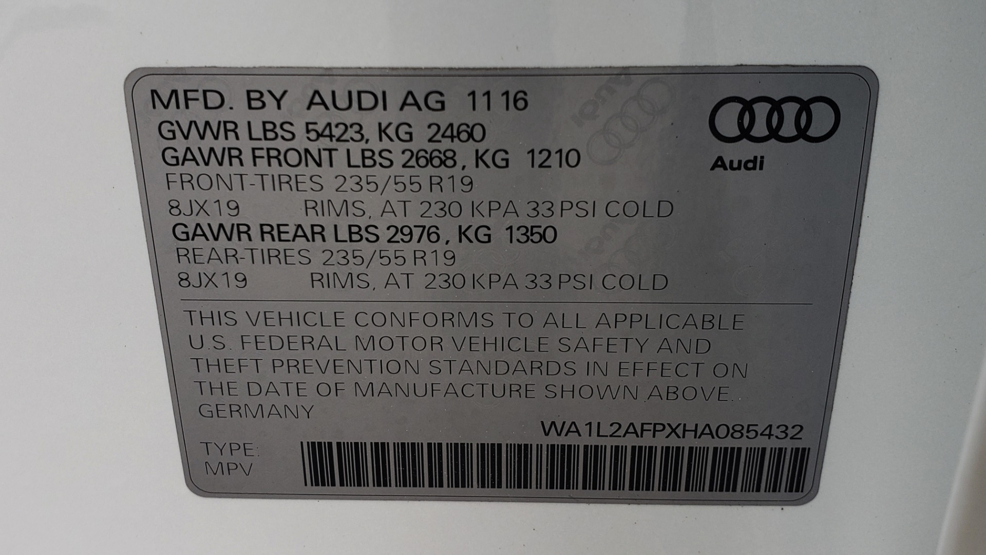 Used 2017 Audi Q5 PREMIUM PLUS / TECH / NAV / PANO-ROOF / B&O SND / REARVIEW for sale Sold at Formula Imports in Charlotte NC 28227 92