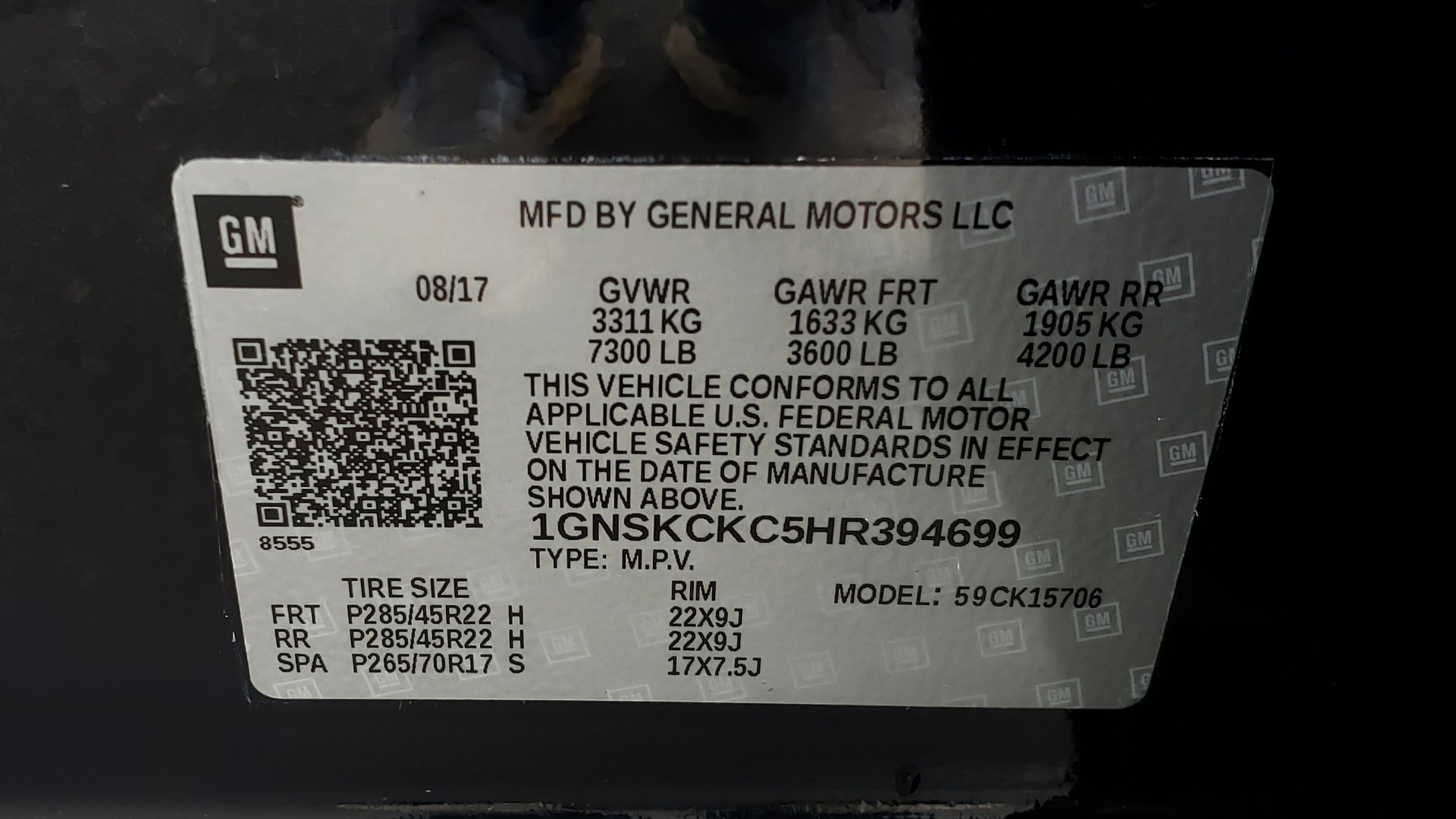 Used 2017 Chevrolet TAHOE PREMIER 4WD / NAV / SNRF / ENTERT / REARVIEW / 3-ROW for sale Sold at Formula Imports in Charlotte NC 28227 89