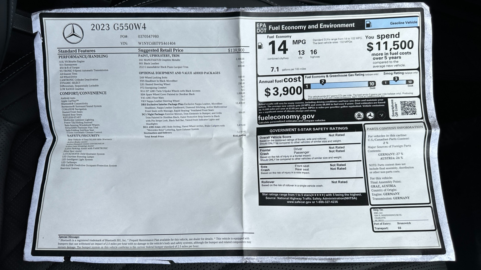 Used 2023 Mercedes-Benz G-Class G 550 / NIGHT PACKAGE / EXCLUSIVE INTERIOR / AMG LINE for sale Sold at Formula Imports in Charlotte NC 28227 55