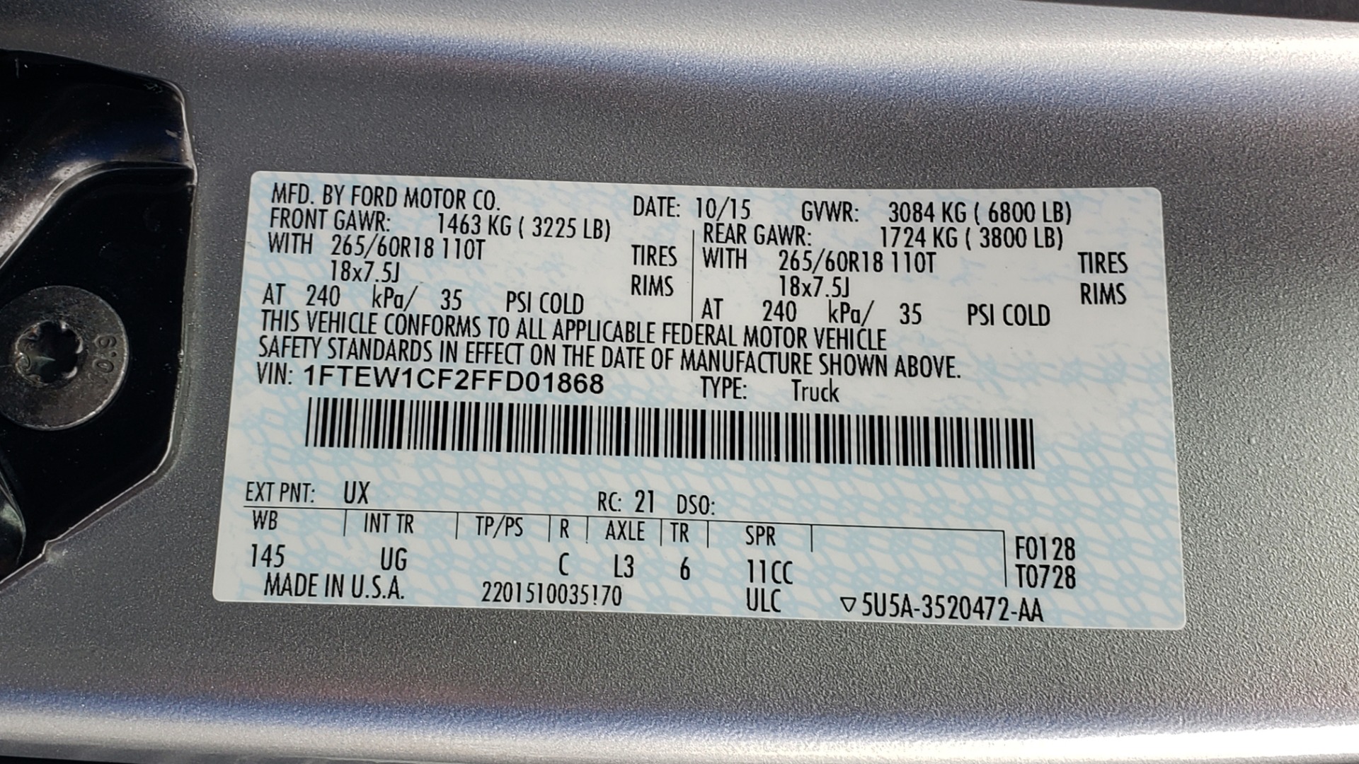 Used 2015 Ford F-150 XLT 4X2 SUPERCREW / 5.0L V8 / SYNC / REARVIEW for sale Sold at Formula Imports in Charlotte NC 28227 78