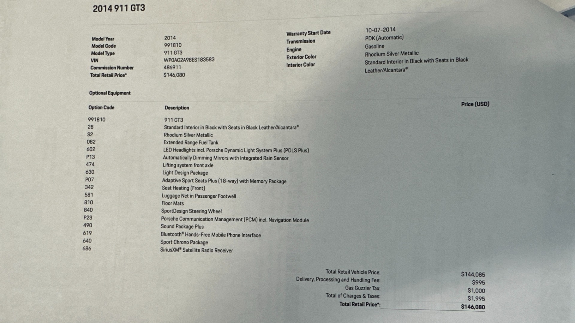 Used 2014 Porsche 911 GT3 / G6 ENGINE BY PORSCHE / BINDER OF SERVICE RECORDS / PAINT PROTECTION F for sale $114,000 at Formula Imports in Charlotte NC 28227 49