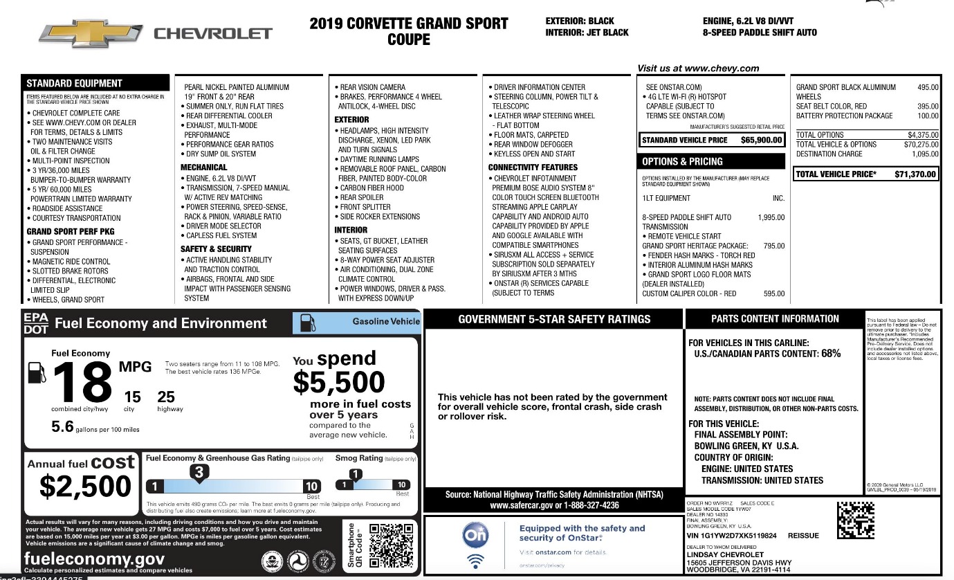 Used 2019 Chevrolet Corvette GRAND SPORT 1LT / CORSA EXHAUST / INTAKE / HERITAGE PKG for sale $49,999 at Formula Imports in Charlotte NC 28227 43
