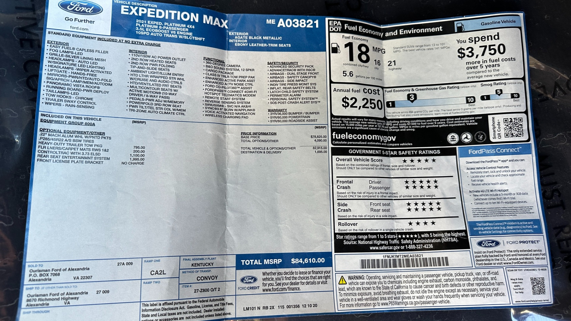 Used 2021 Ford Expedition Max PLATINUM / HEAVY DUTY TOW PACKAGE / REAR SEAT ENTERTAINMENT for sale $52,900 at Formula Imports in Charlotte NC 28227 59