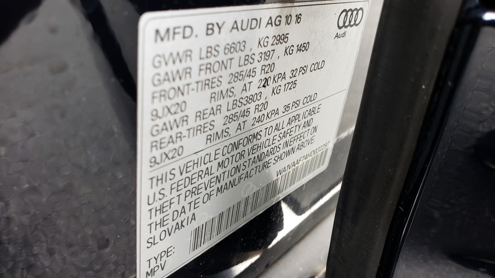 Used 2017 Audi Q7 PRESTIGE 3.0T / AWD / NAV / PANO-ROOF / HTD STS / BOSE / VISION for sale Sold at Formula Imports in Charlotte NC 28227 100