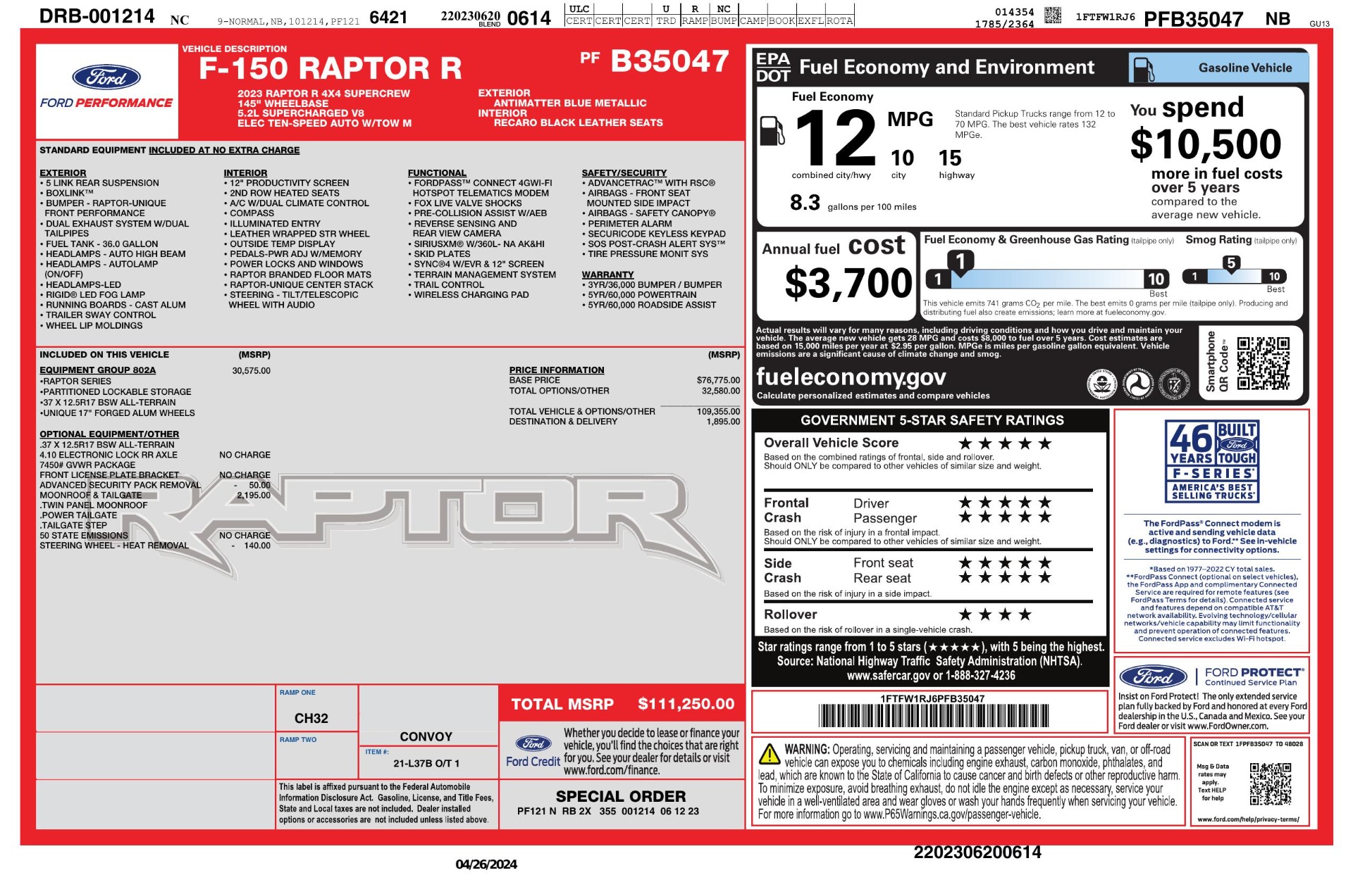 Used 2023 Ford F-150 Raptor R RAPTOR R 802A PKG / POWER MOONROOF / POWER TAILGATE for sale Sold at Formula Imports in Charlotte NC 28227 67