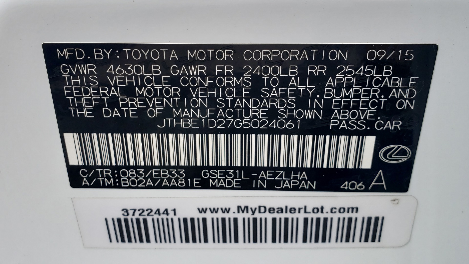Used 2016 Lexus IS 350 F-SPORT / NAV / BSM / SUNROOF / REARVIEW / VENT SEATS for sale Sold at Formula Imports in Charlotte NC 28227 84