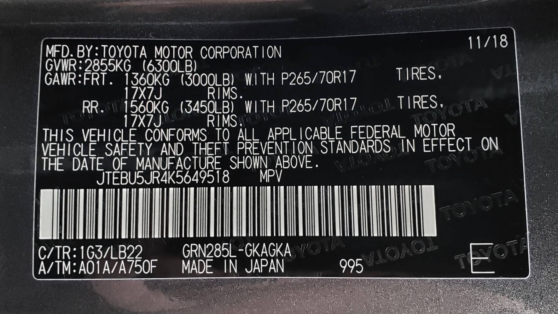 Used 2019 Toyota 4RUNNER SR5 PREMIUM 4WD / NAV / HTD STS / SUNROOF / REARVIEW for sale Sold at Formula Imports in Charlotte NC 28227 85
