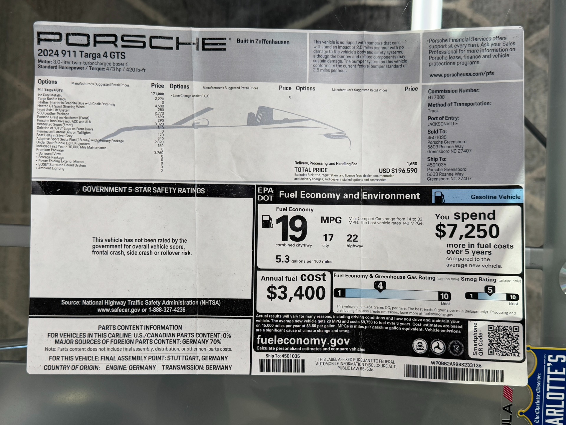 Used 2024 Porsche 911 Targa 4 GTS PREMIUM PKG / FRONT LIFT / SPORT SEATS / BOSE SOUND for sale Sold at Formula Imports in Charlotte NC 28227 72