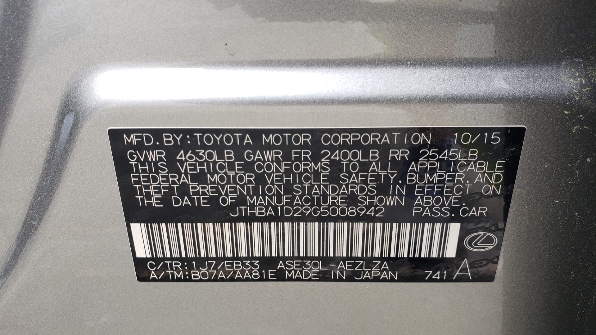 Used 2016 Lexus IS 200T F-SPORT / BSM / SUNROOF / VENTILATED SEATS / REARVIEW for sale Sold at Formula Imports in Charlotte NC 28227 83