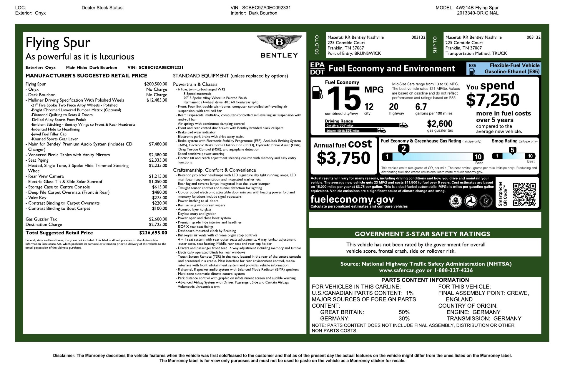 Used 2014 Bentley Flying Spur W12 / 8-SPD / AWD / NAV / MULLINER DRIVING SPEC for sale Sold at Formula Imports in Charlotte NC 28227 101