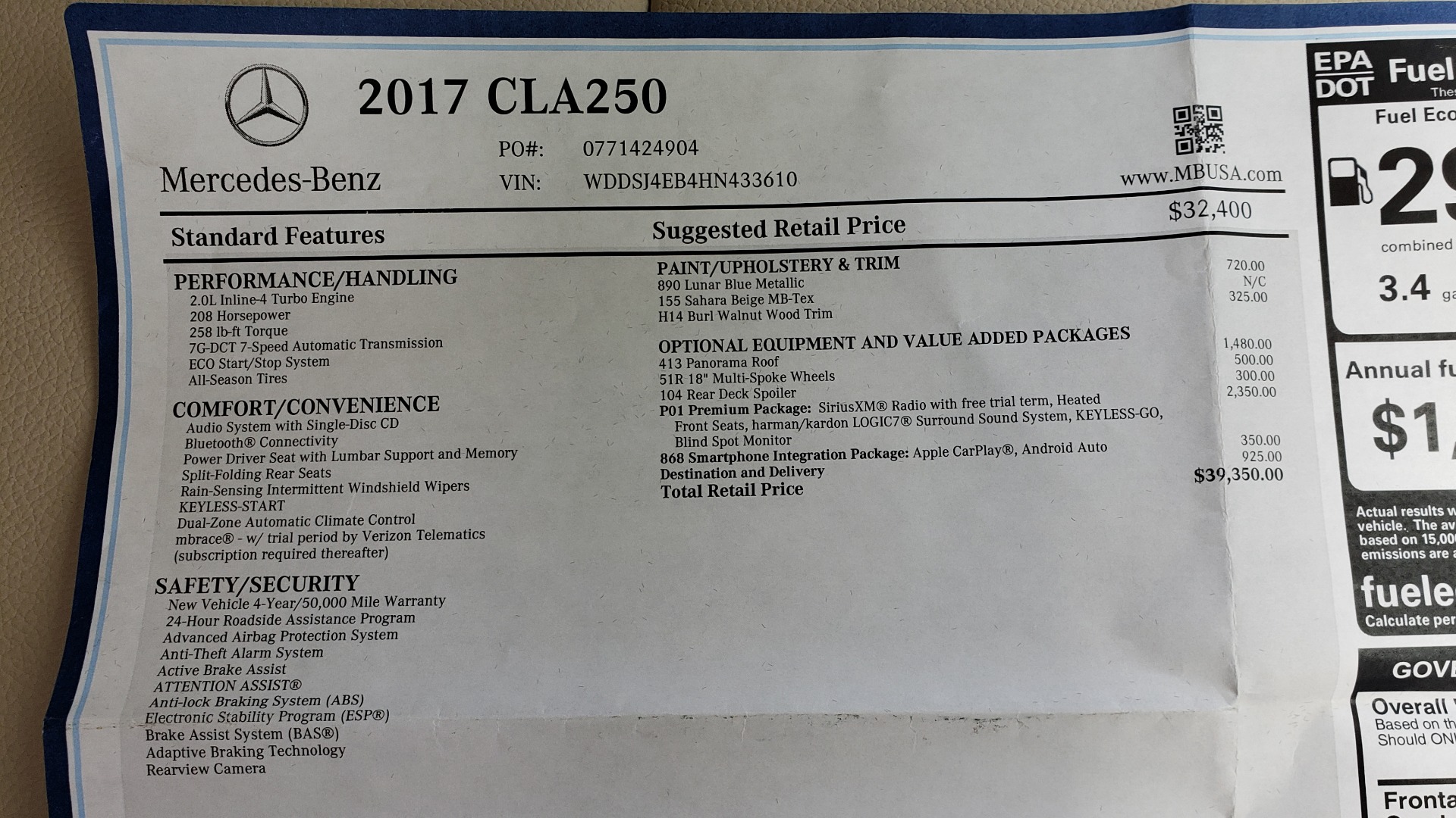 Used 2017 Mercedes-Benz CLA 250 PREMIUM / PANO-ROOF / HK SOUNDS / BSM / REARVIEW for sale Sold at Formula Imports in Charlotte NC 28227 83