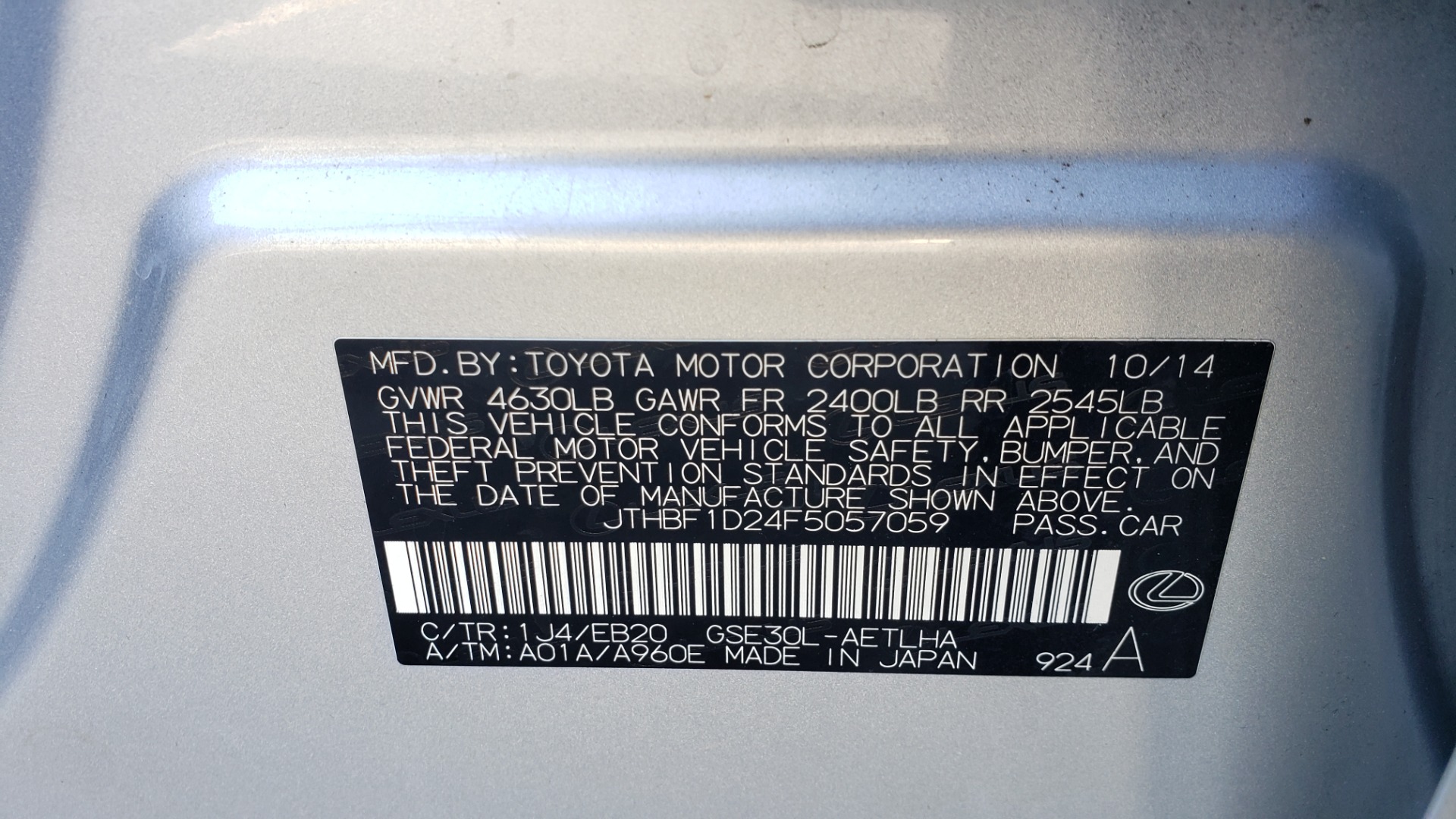 Used 2015 Lexus IS 250 F-SPORT / BSM / SUNROOF / VENT SEATS / REARVIEW for sale Sold at Formula Imports in Charlotte NC 28227 83