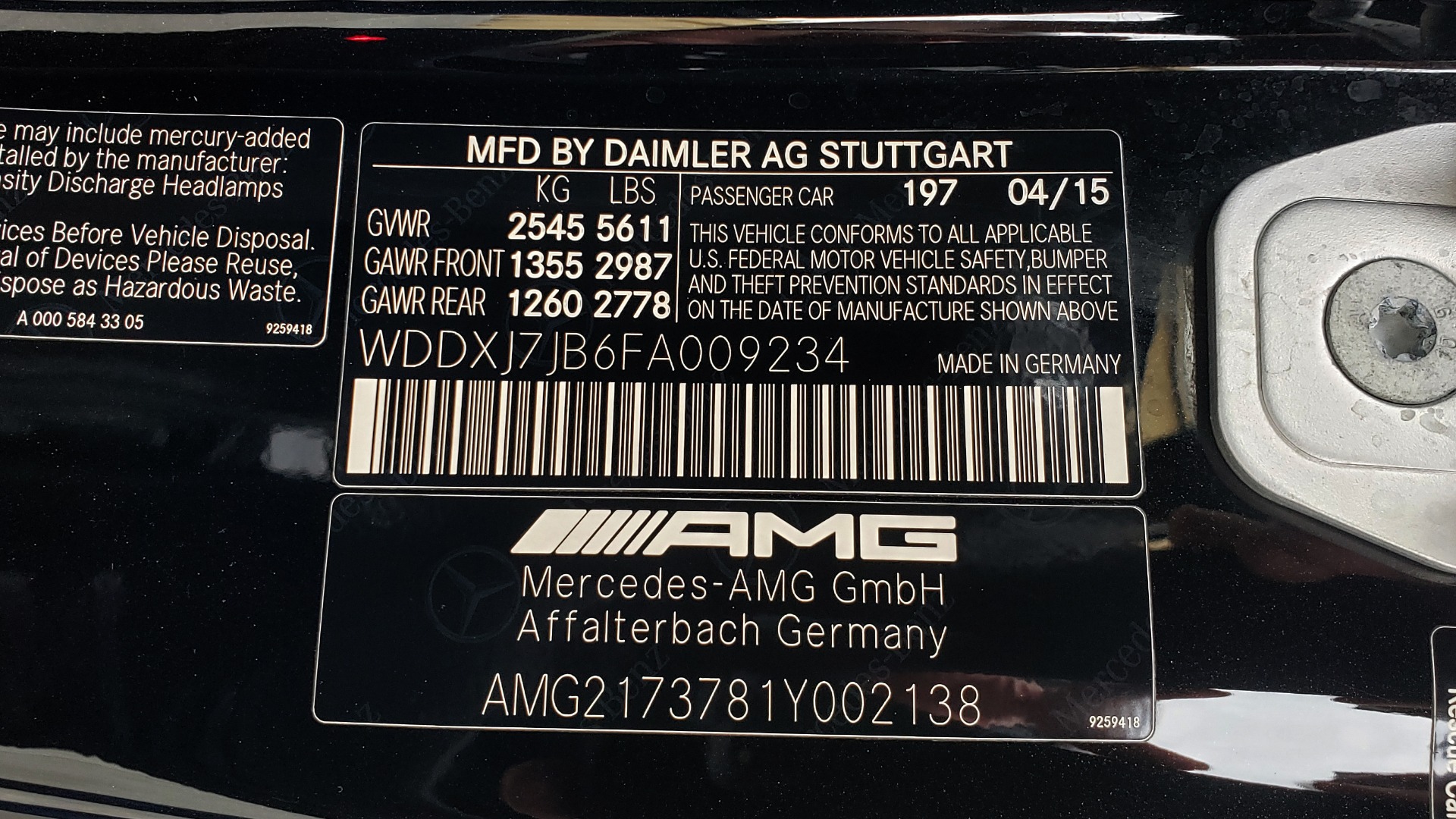 Used 2015 Mercedes-Benz S-CLASS S 63 AMG 4MATIC / DRVR ASST / NIGHT VIEW ASST PLUS / MAGIC SKY for sale Sold at Formula Imports in Charlotte NC 28227 105