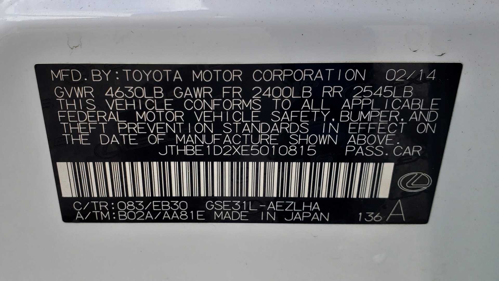 Used 2014 Lexus IS 350 F-SPORT / NAV / SUNROOF / REARVIEW / BSM / MARK LEV SND for sale Sold at Formula Imports in Charlotte NC 28227 86