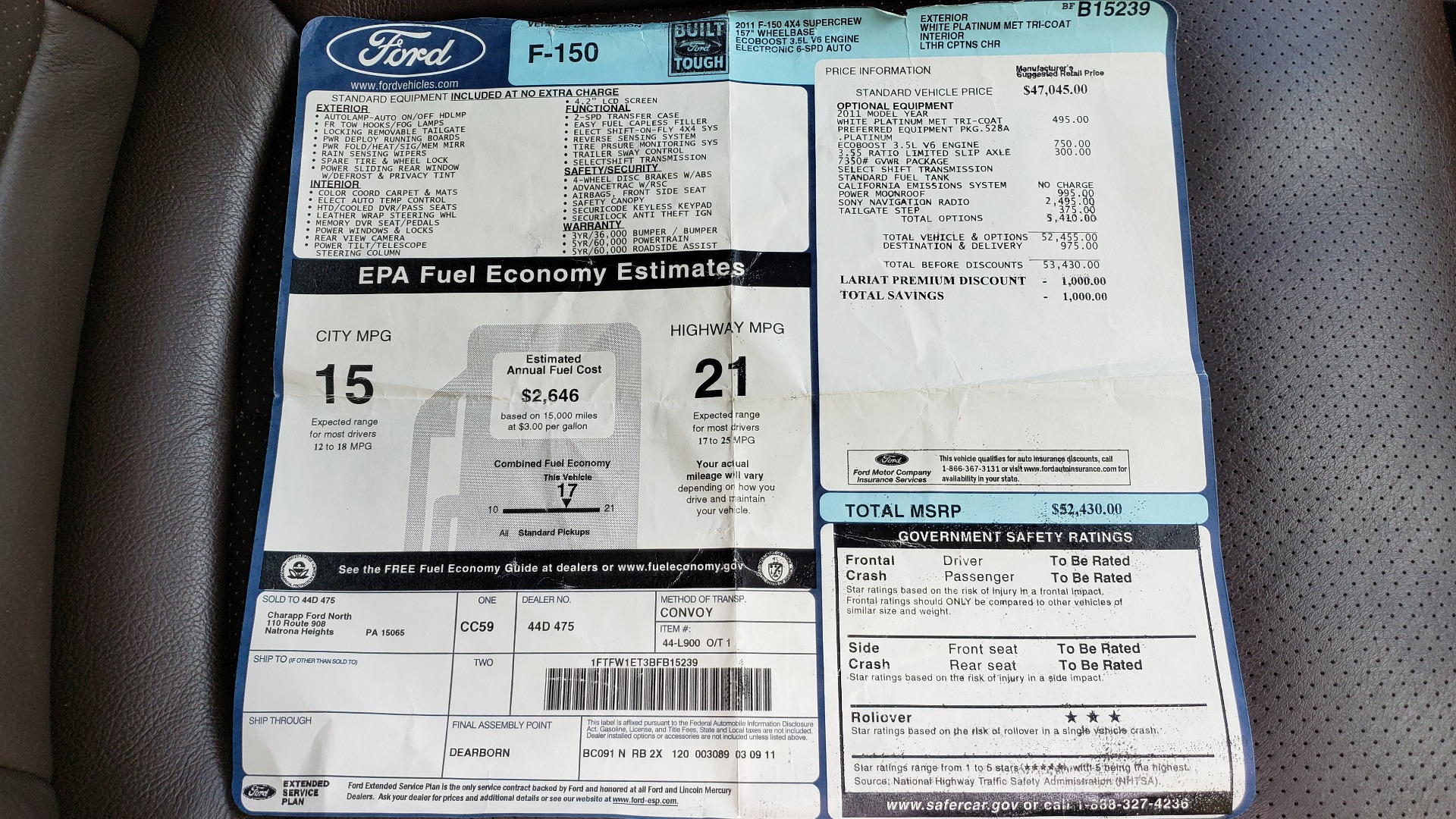 Used 2011 Ford F-150 PLATINUM 4X4 SUPERCREW / NAV / SUNROOF / SONY / REARVIEW for sale Sold at Formula Imports in Charlotte NC 28227 97
