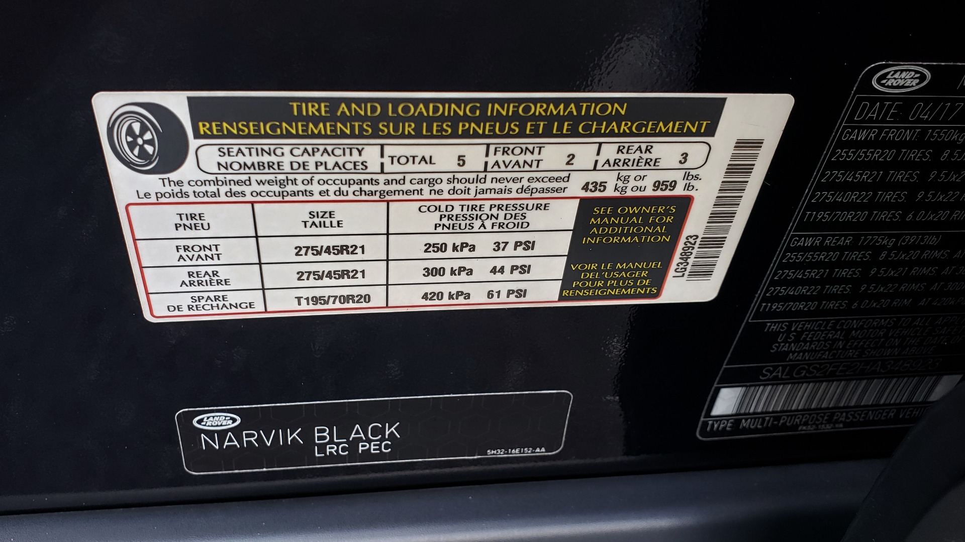 Used 2017 Land Rover RANGE ROVER SC V8 / NAV / PANO-ROOF / DRIVE PRO / MERIDIAN / REARVIEW for sale Sold at Formula Imports in Charlotte NC 28227 95