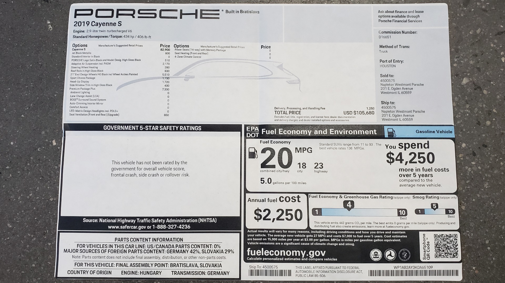 Used 2019 Porsche CAYENNE S AWD / NAV / SUNROOF / BOSE / REARVIEW / LOW MILES for sale Sold at Formula Imports in Charlotte NC 28227 100