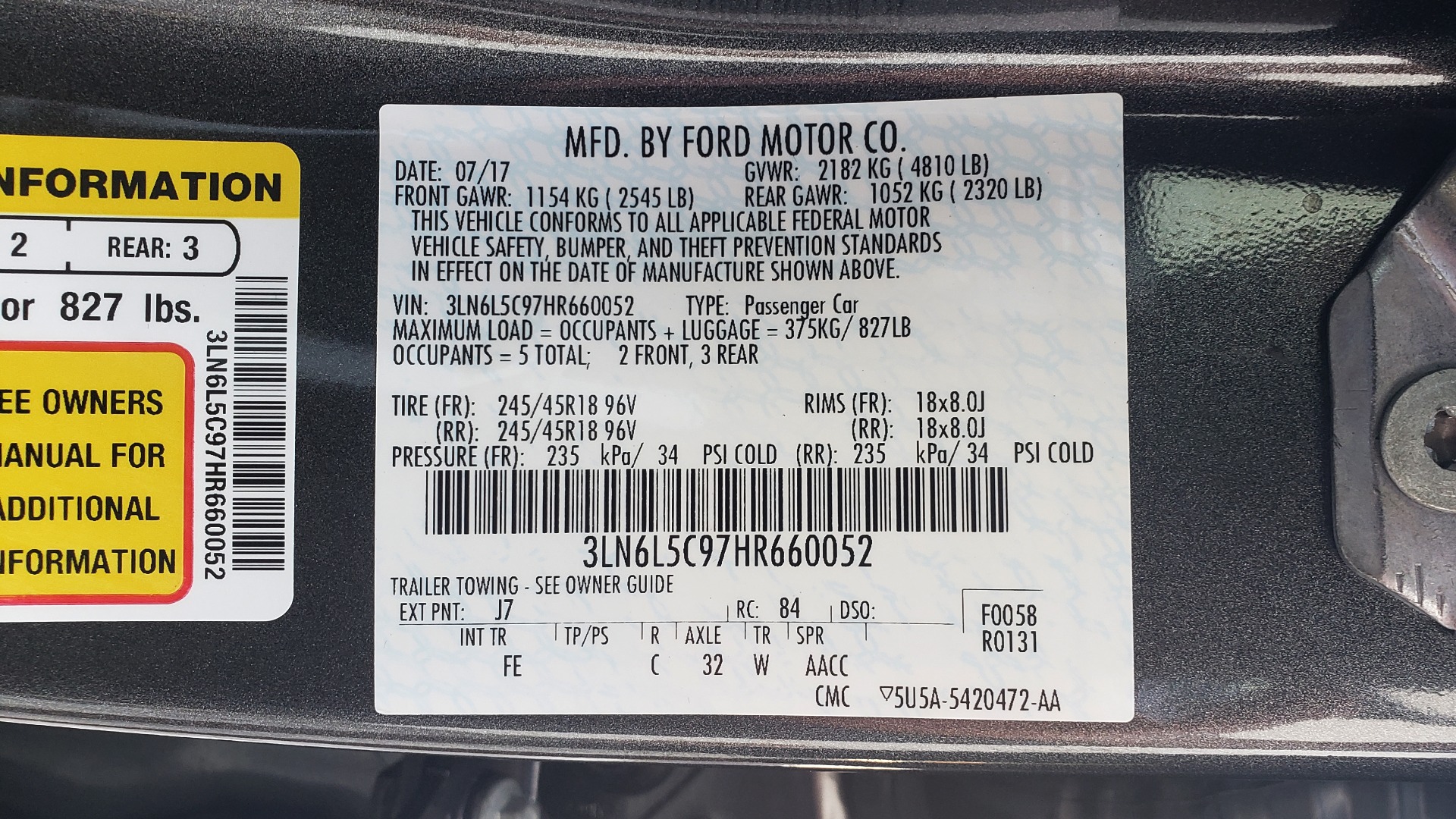 Used 2017 Lincoln MKZ SELECT PLUS / FWD / 2.0L 4-CYL / TECH / NAV / SNRF / REARVIEW for sale Sold at Formula Imports in Charlotte NC 28227 90