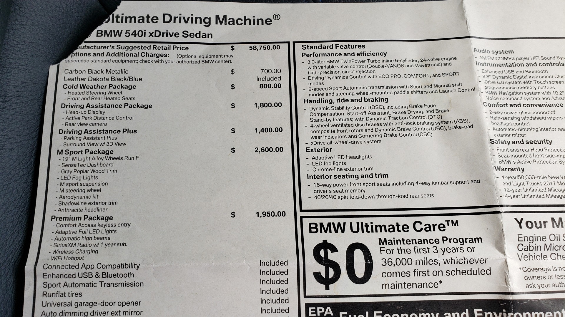 Used 2017 BMW 5 SERIES 540I XDRIVE PREMIUM / NAV / DRVR ASST PLUS / CLD WTHR / SUNROOF / REARVIEW for sale Sold at Formula Imports in Charlotte NC 28227 87