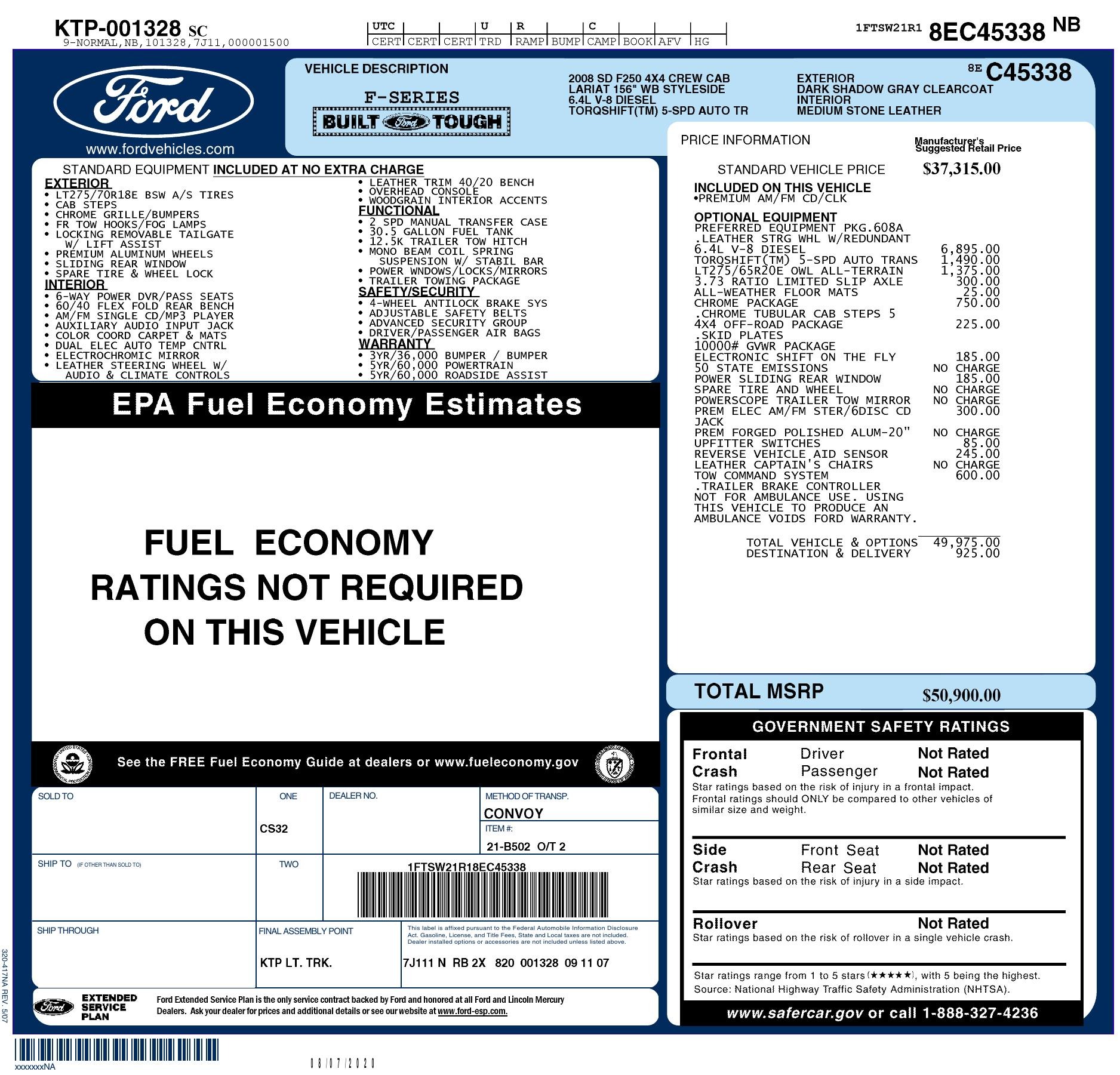 Used 2008 Ford Super Duty F-250 SRW Lariat for sale Sold at Formula Imports in Charlotte NC 28227 80
