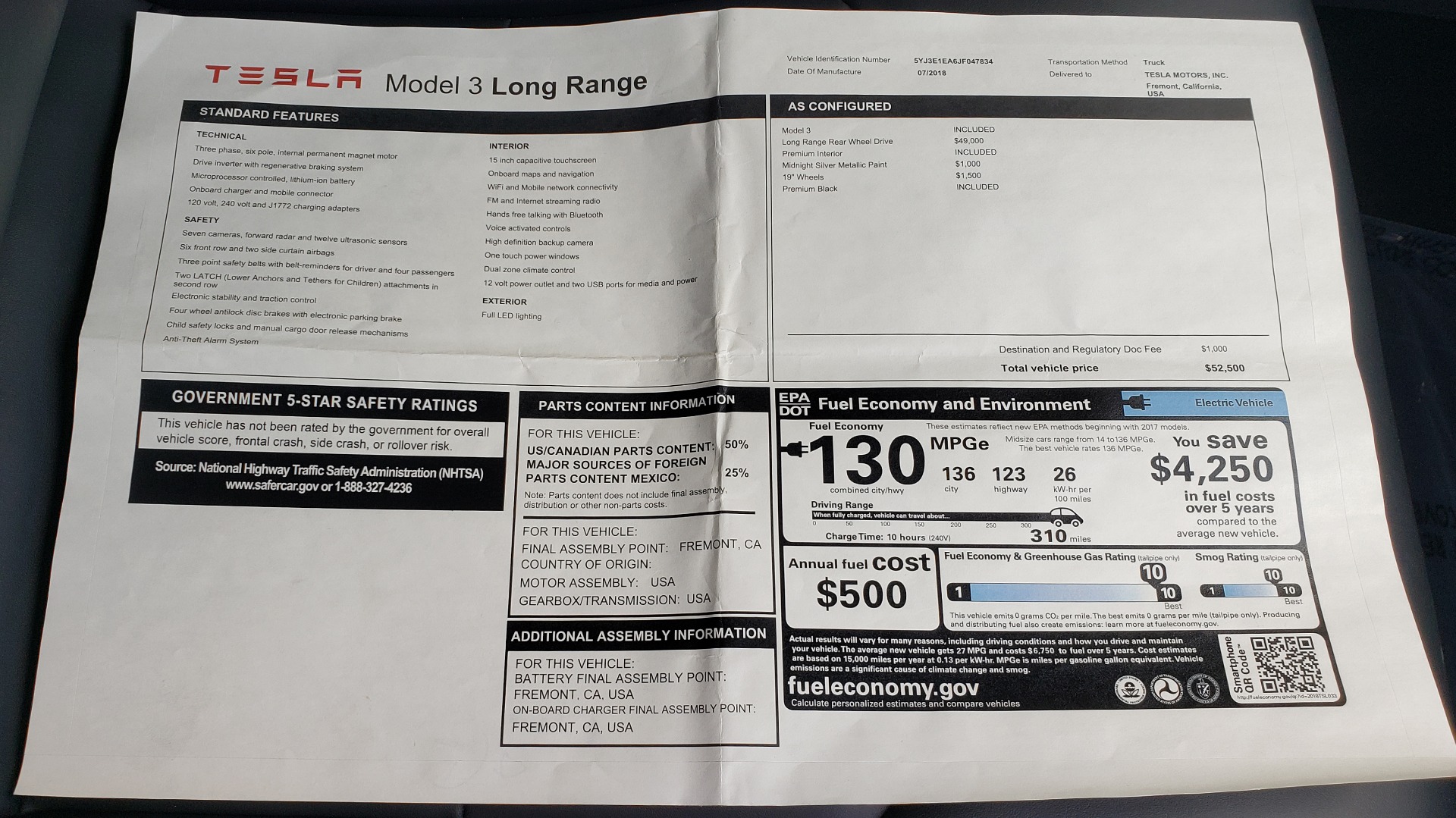 Used 2018 Tesla MODEL 3 LONG RANGE BATTERY / NAV / GLASS ROOF / REARVIEW for sale Sold at Formula Imports in Charlotte NC 28227 79