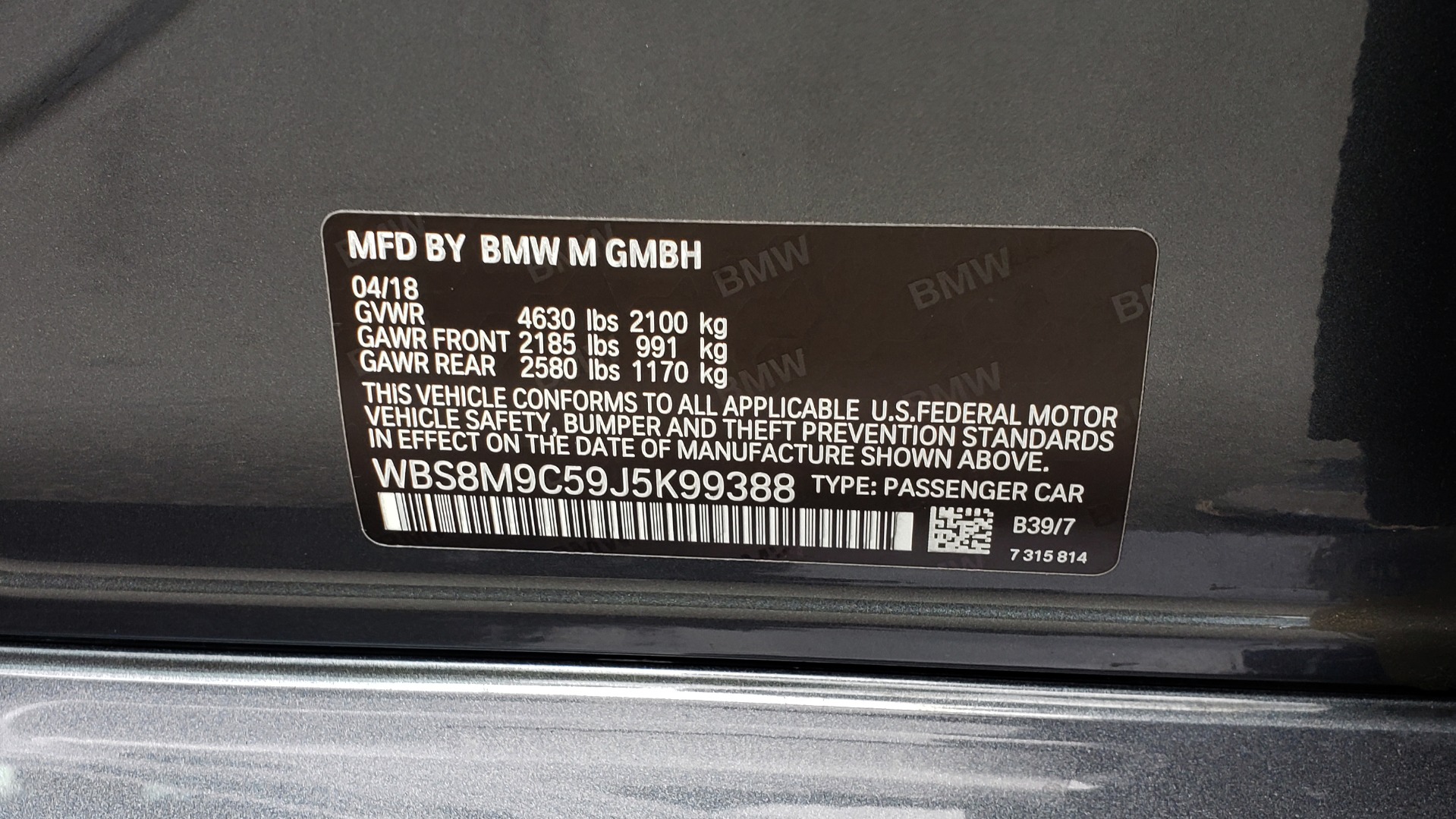 Used 2018 BMW M3 COMPETITION PKG / EXEC PKG / DRVR ASST / BSD / SUNROOF for sale Sold at Formula Imports in Charlotte NC 28227 93