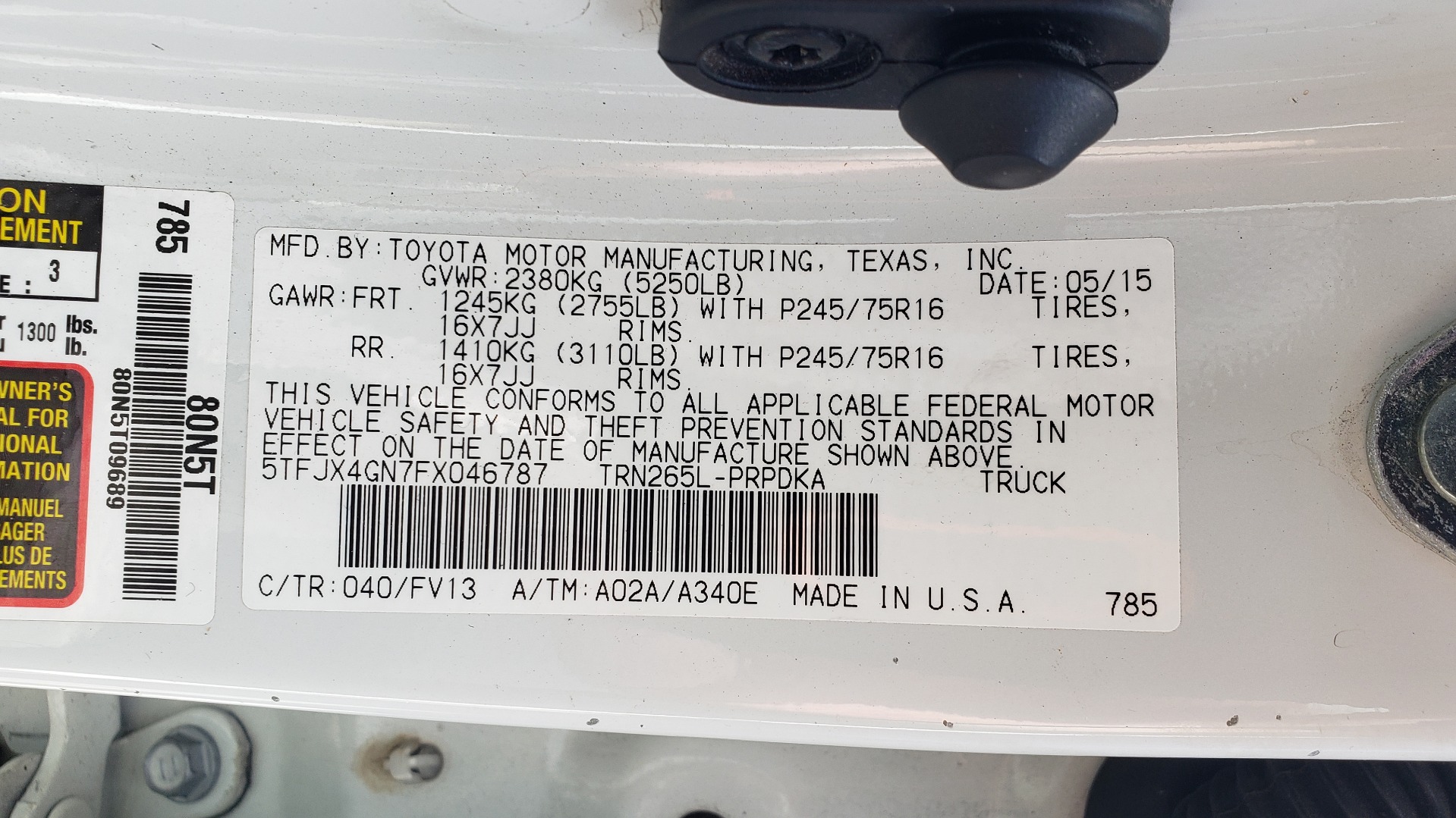 Used 2015 Toyota TACOMA PRERUNNER DOUBLE CAB/ 4-CYL / 4-SPD AUTO / SR PKG / CONV PKG for sale Sold at Formula Imports in Charlotte NC 28227 82