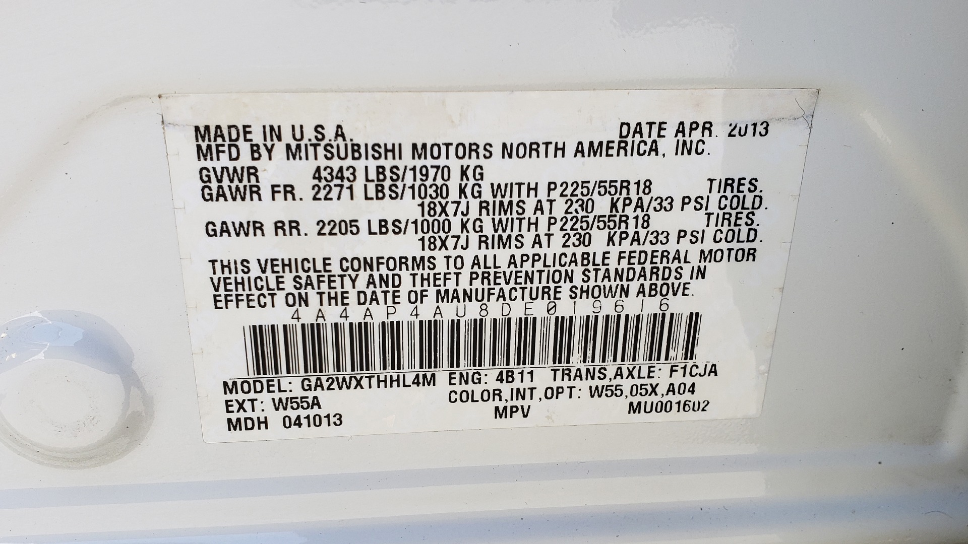 Used 2013 Mitsubishi OUTLANDER SPORT SE / 2WD / 4-DR SUV / CVT TRANS / PREMIUM SOUND / REARVIEW for sale Sold at Formula Imports in Charlotte NC 28227 80