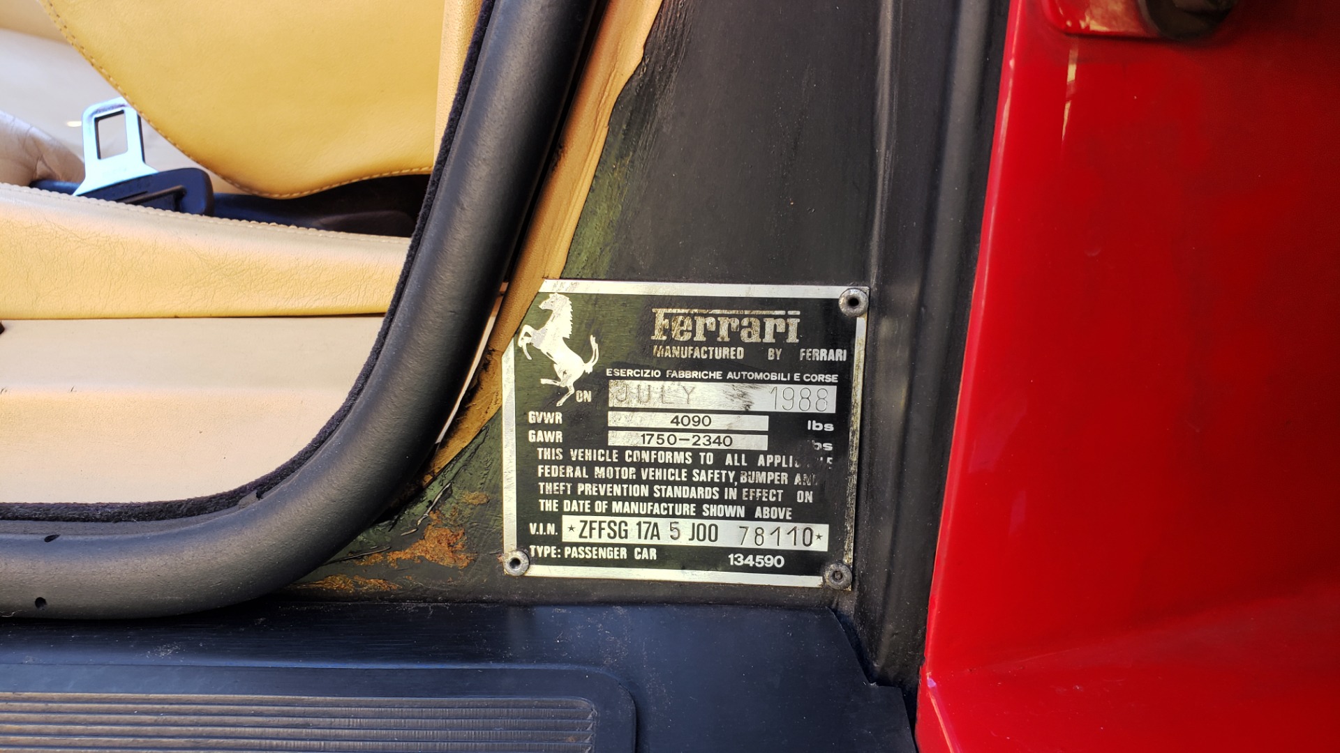 Used 1988 Ferrari TESTAROSSA COUPE / 4.9L FLAT-12 / 5-SPEED MANUAL / LOW MILES SUPER CLEAN for sale Sold at Formula Imports in Charlotte NC 28227 69