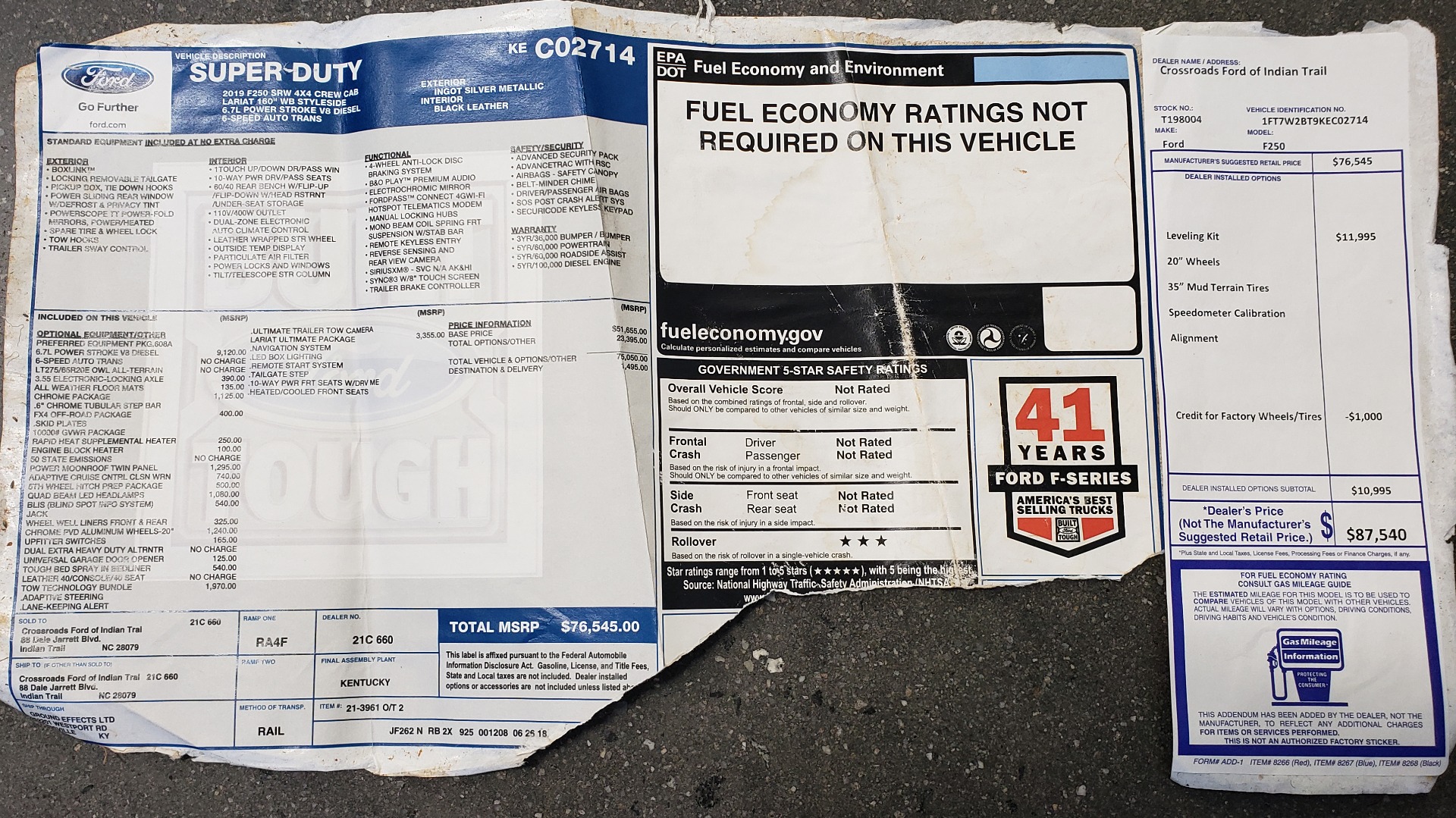 Used 2019 Ford SUPER DUTY F-250 SRW LARIAT 4WD / NAV / PANO-ROOF / B&O SND / REARVIEW / TAILGATE STEP for sale Sold at Formula Imports in Charlotte NC 28227 101