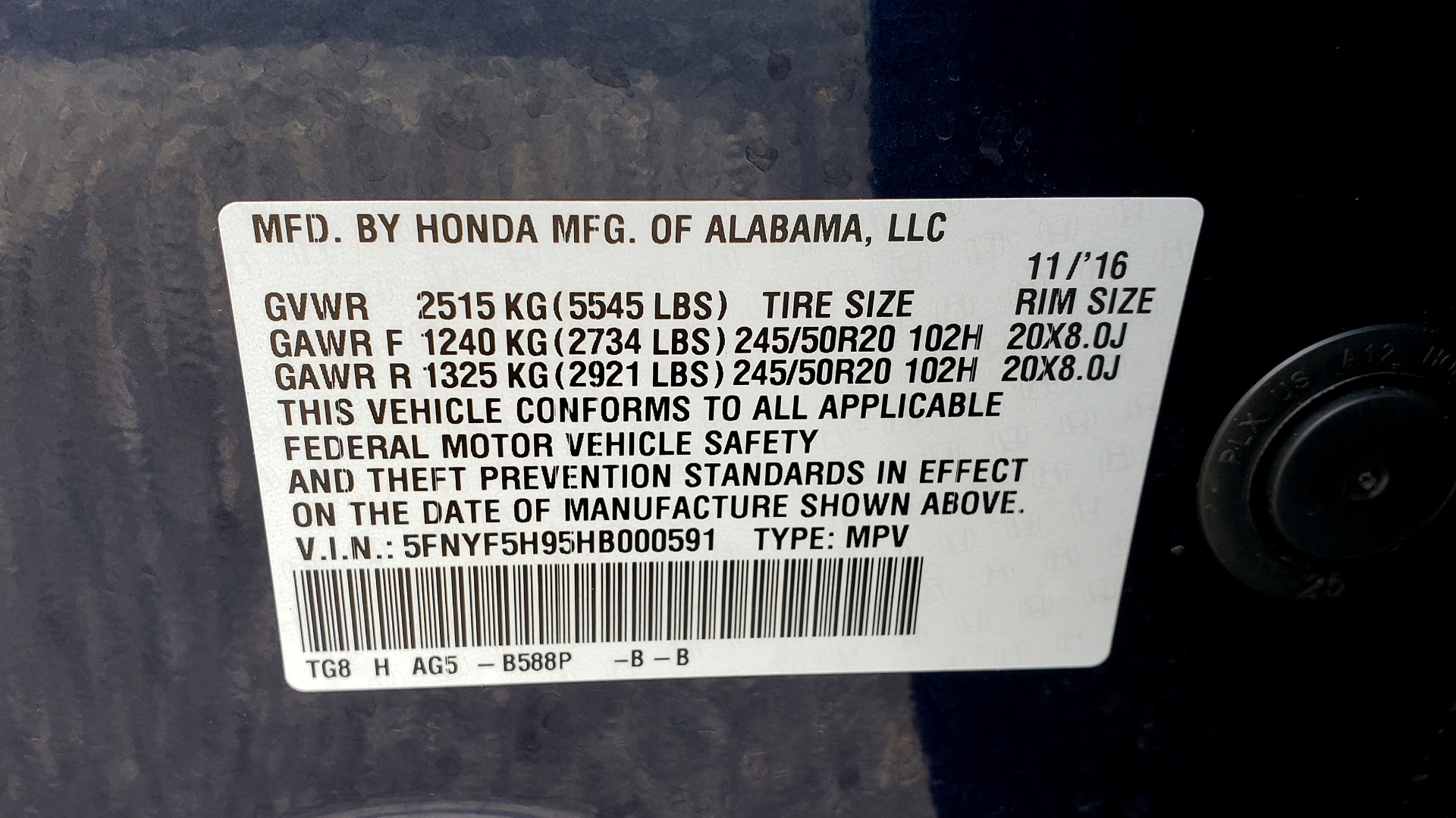 Used 2017 Honda PILOT TOURING 2WD / NAV / SUNROOF / 3-ROW / ENT SYS / REARVIEW for sale Sold at Formula Imports in Charlotte NC 28227 86
